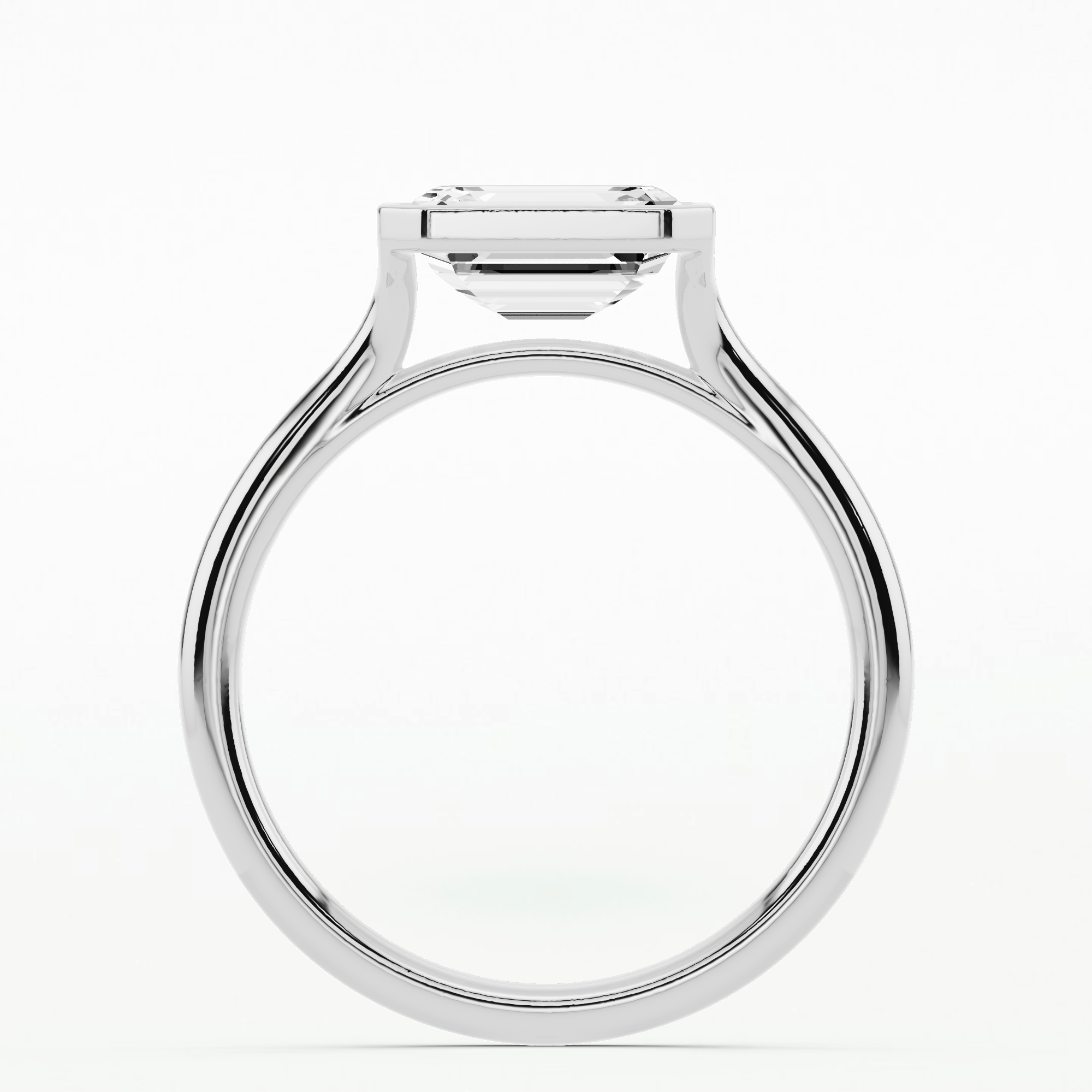 Evelyn Bezel Set Solitaire Diamond Ring-Emerald Cut