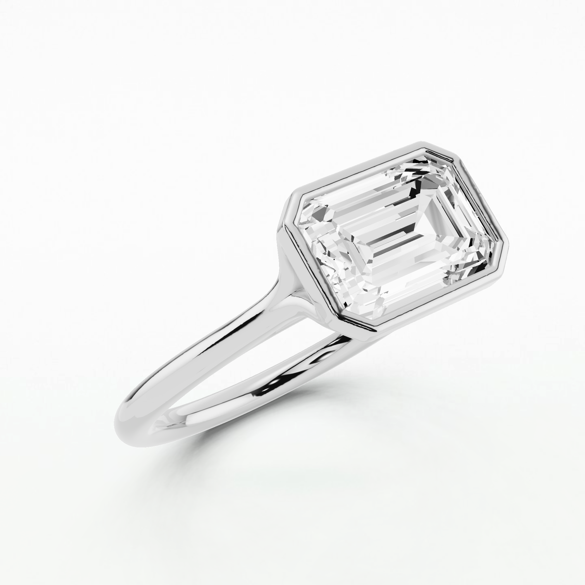 Evelyn Bezel Set Solitaire Diamond Ring-Emerald Cut