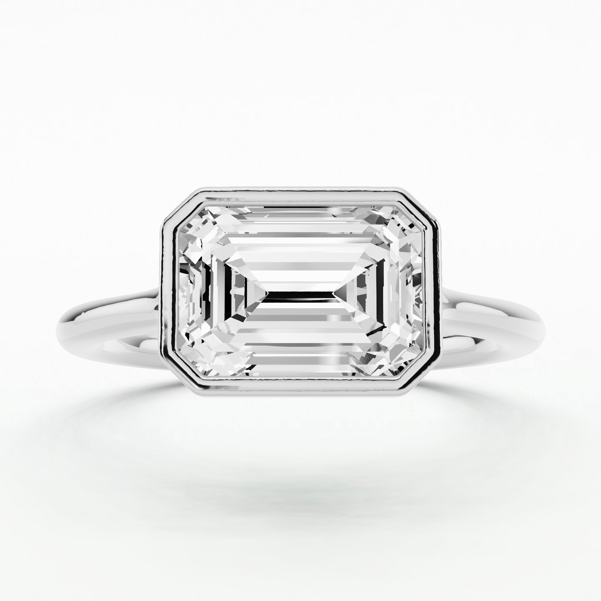 Evelyn Bezel Set Solitaire Diamond Ring-Emerald Cut