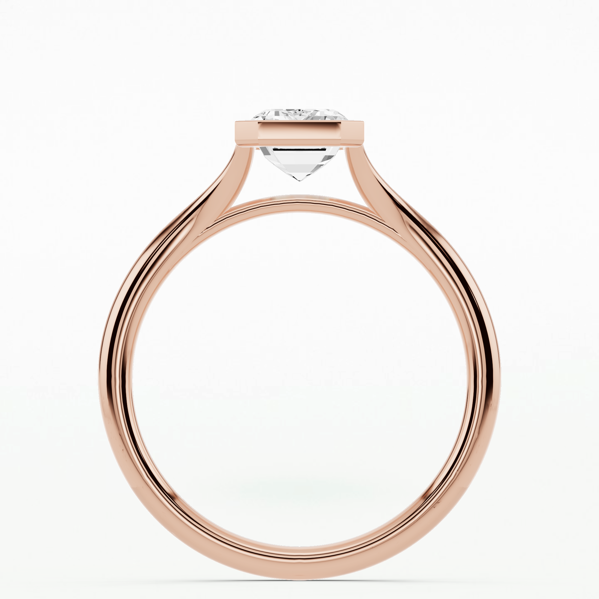 Celeste Bezel Set Solitaire Diamond Ring-Emerald Cut