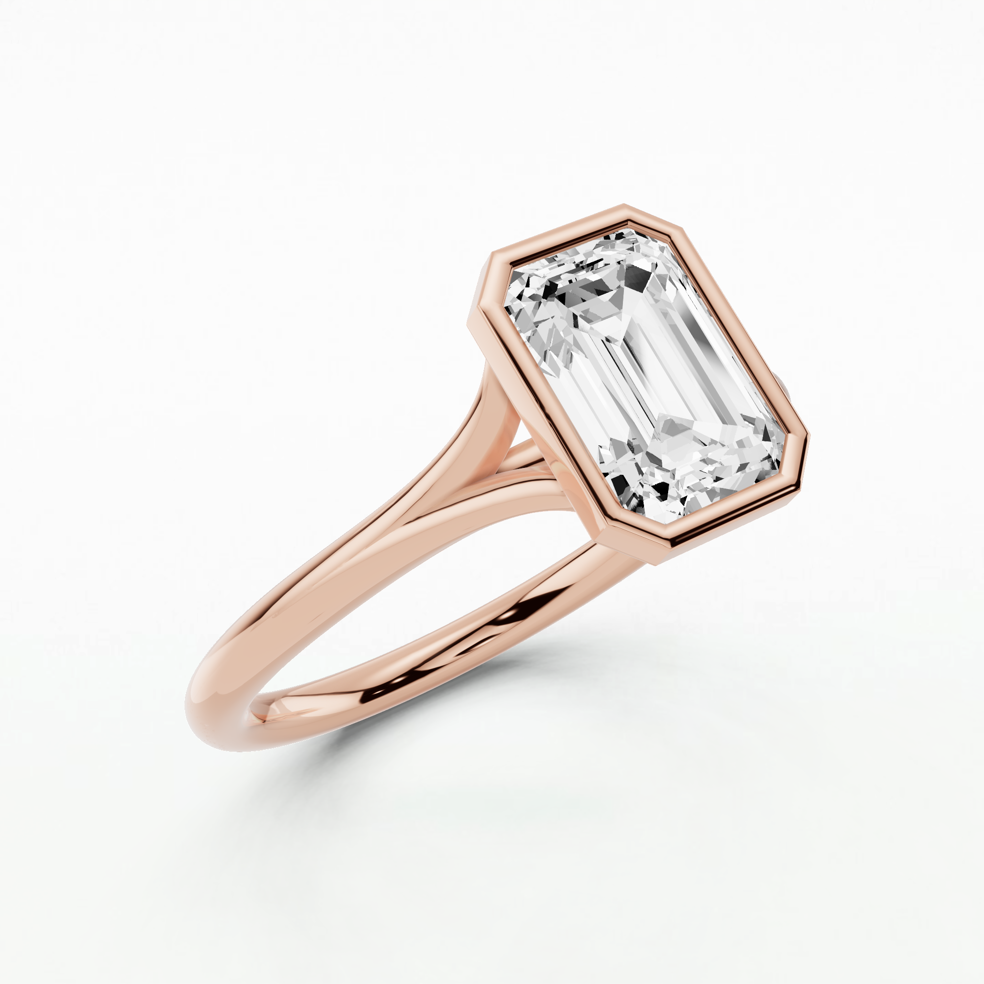 Celeste Bezel Set Solitaire Diamond Ring-Emerald Cut