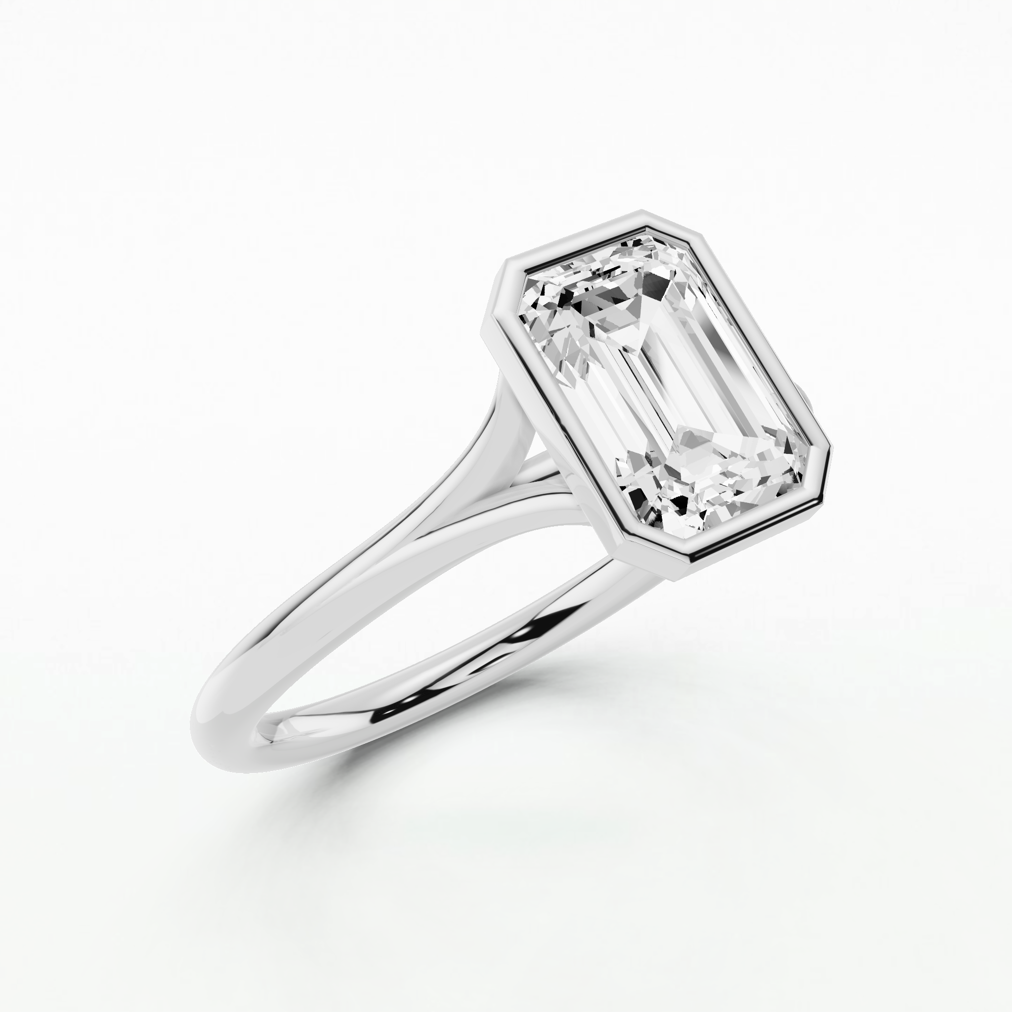Celeste Bezel Set Solitaire Diamond Ring-Emerald Cut