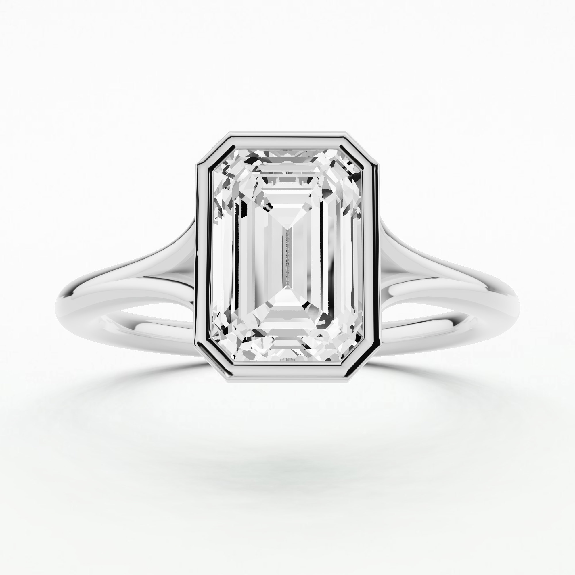 Celeste Bezel Set Solitaire Diamond Ring-Emerald Cut
