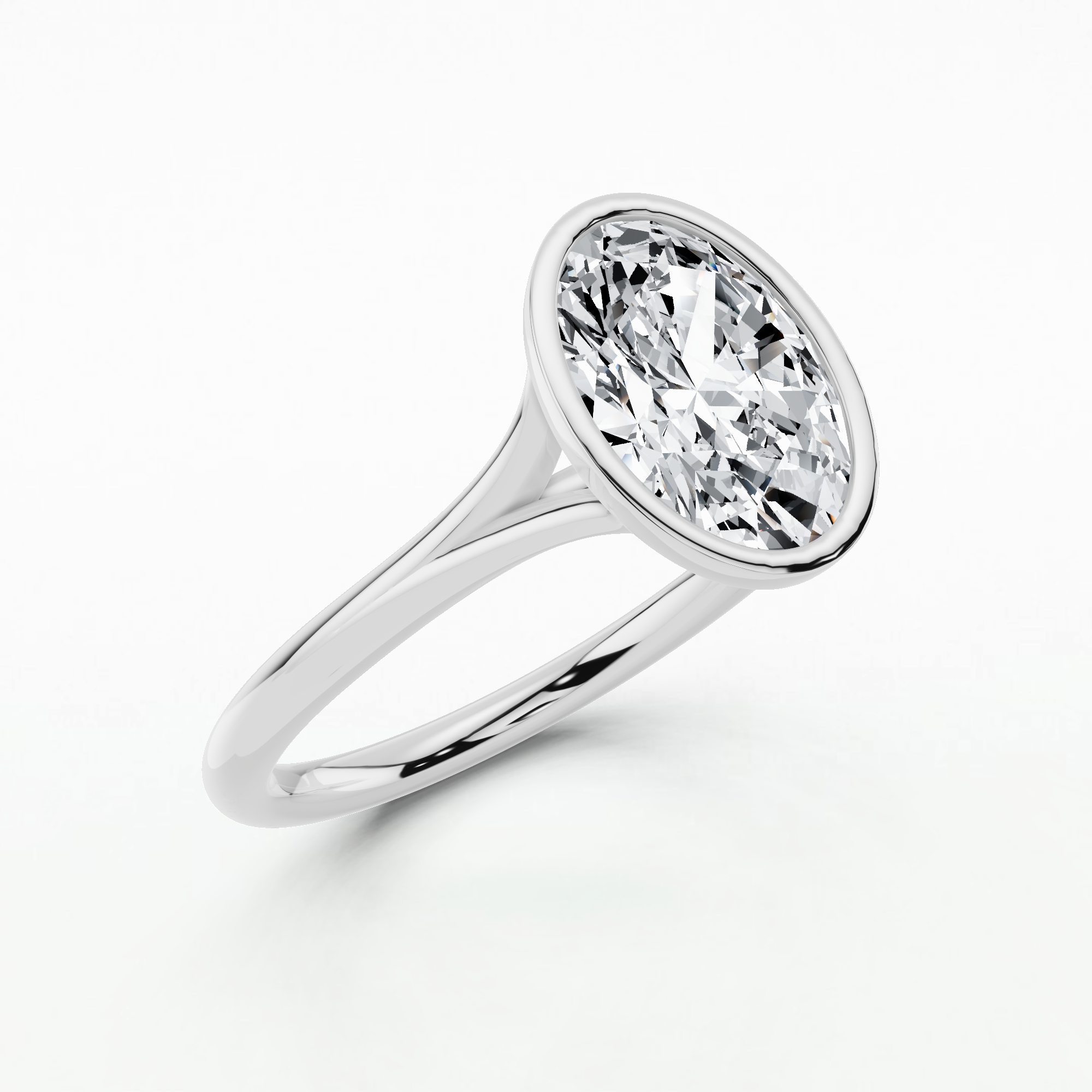 Celeste Bezel Set Solitaire Diamond Ring-Oval