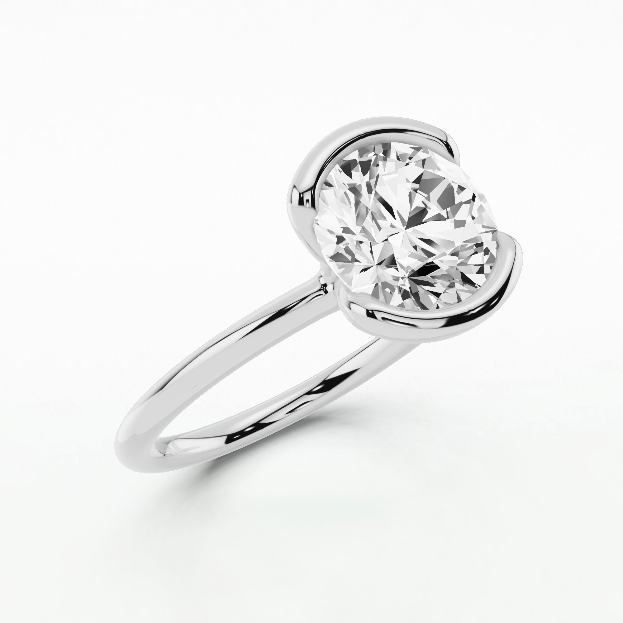 Ophelia Bezel Set Solitaire Diamond Ring-Round