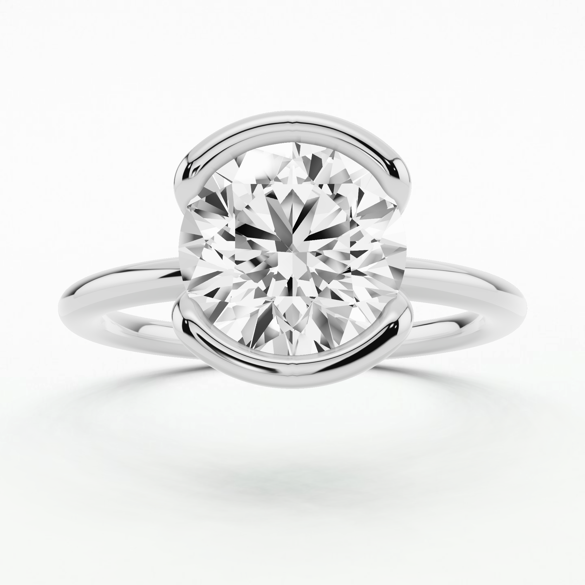 Ophelia Bezel Set Solitaire Diamond Ring-Round