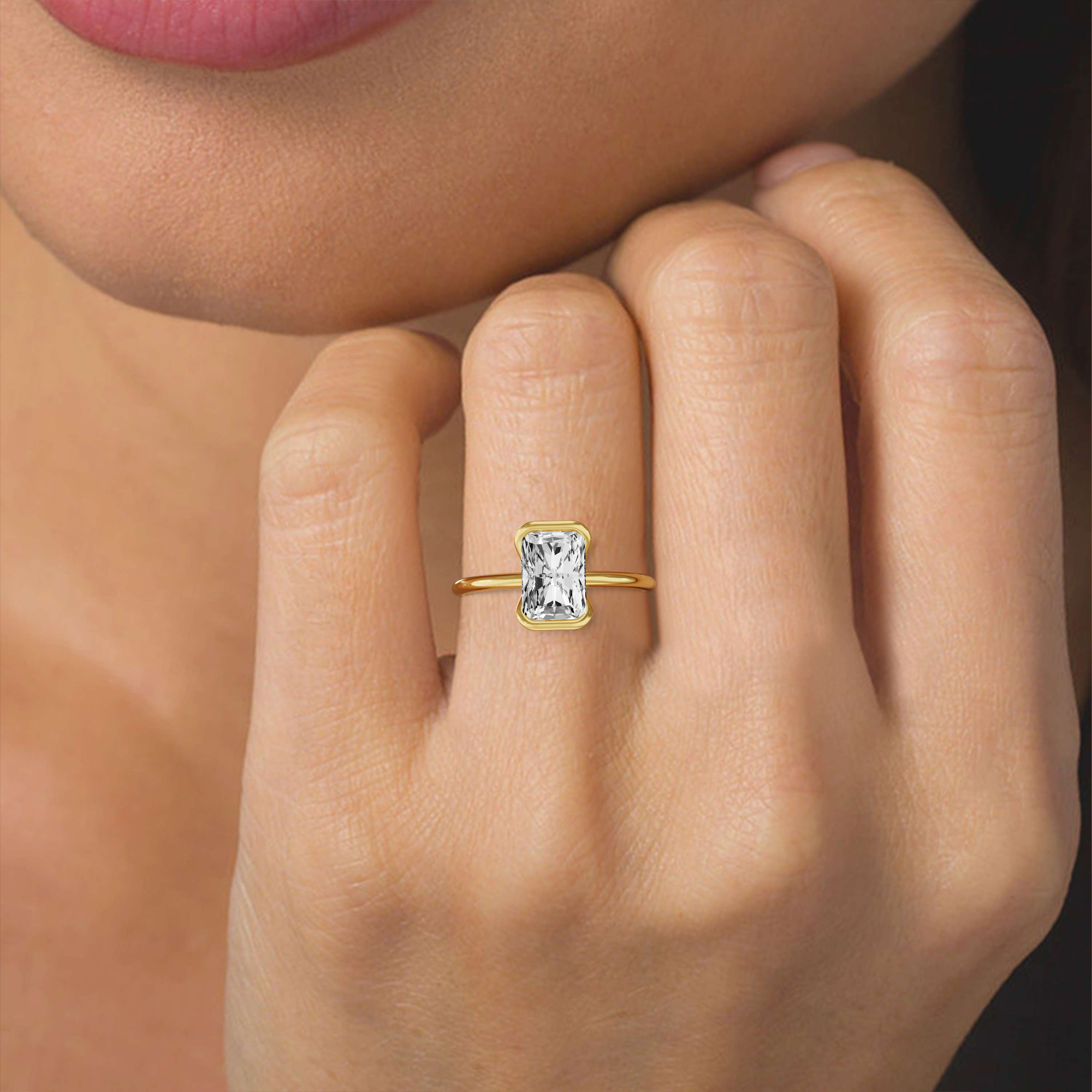 Ophelia Bezel Set Solitaire Diamond Ring-Radiant