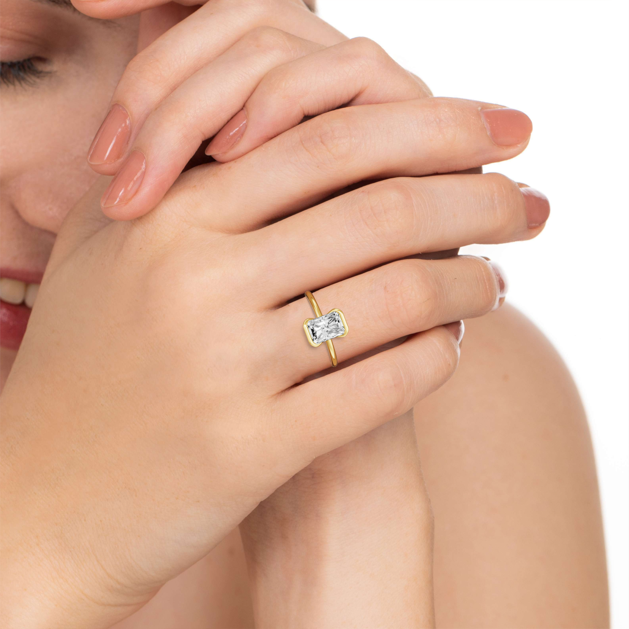 Ophelia Bezel Set Solitaire Diamond Ring-Radiant