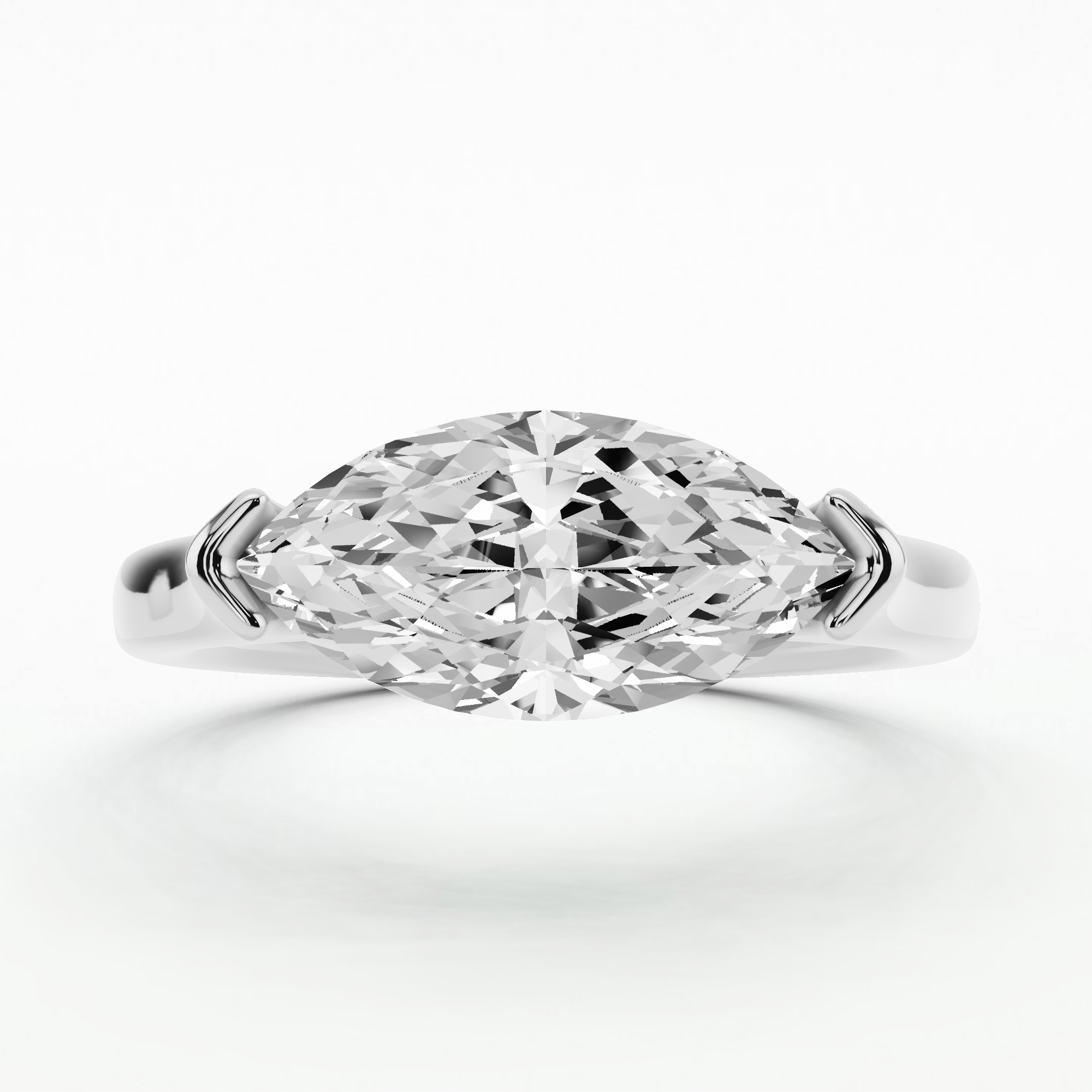 Modern Floating Marquise Solitaire Ring - Marquise