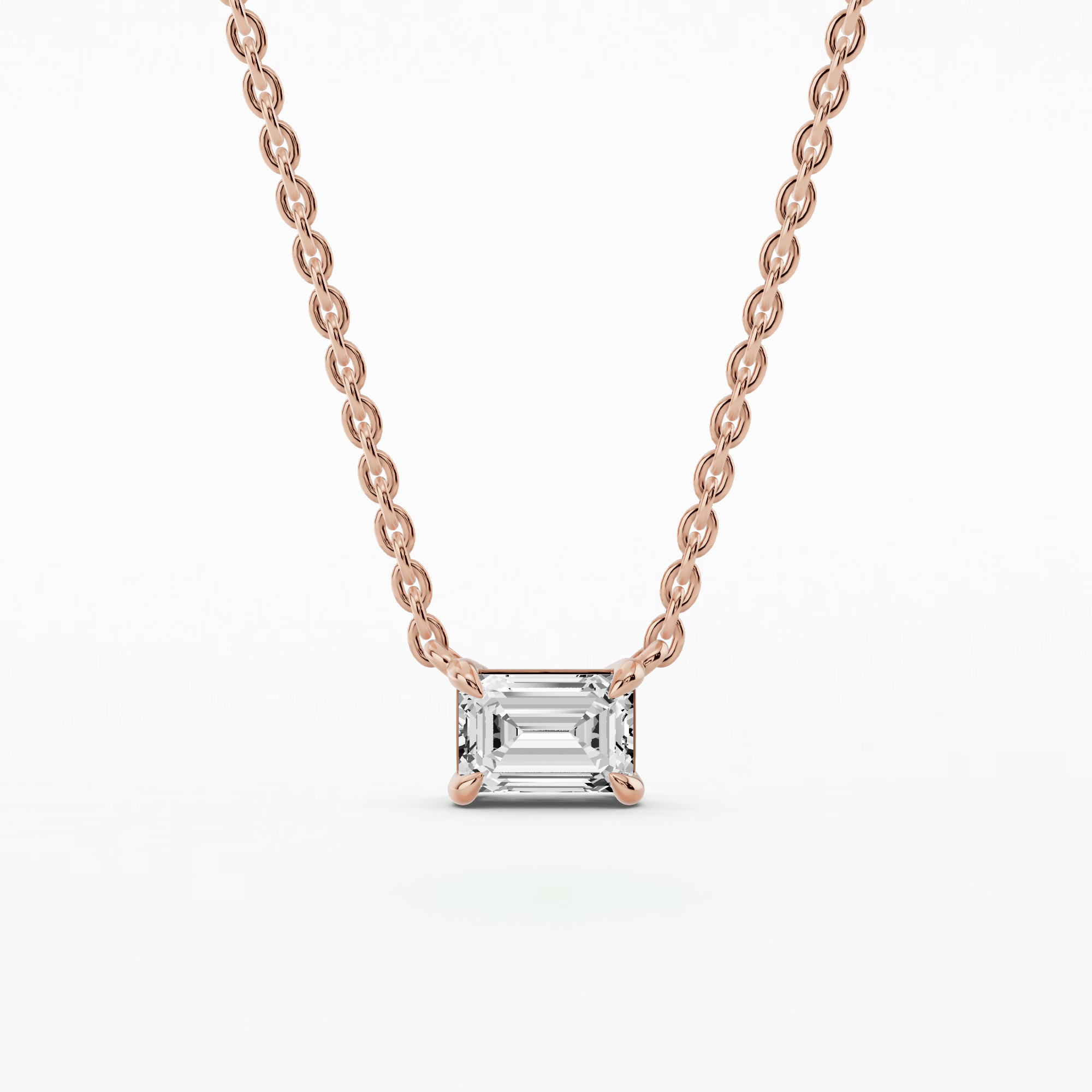 4 Prong Solitaire Pendant-Emerald Cut
