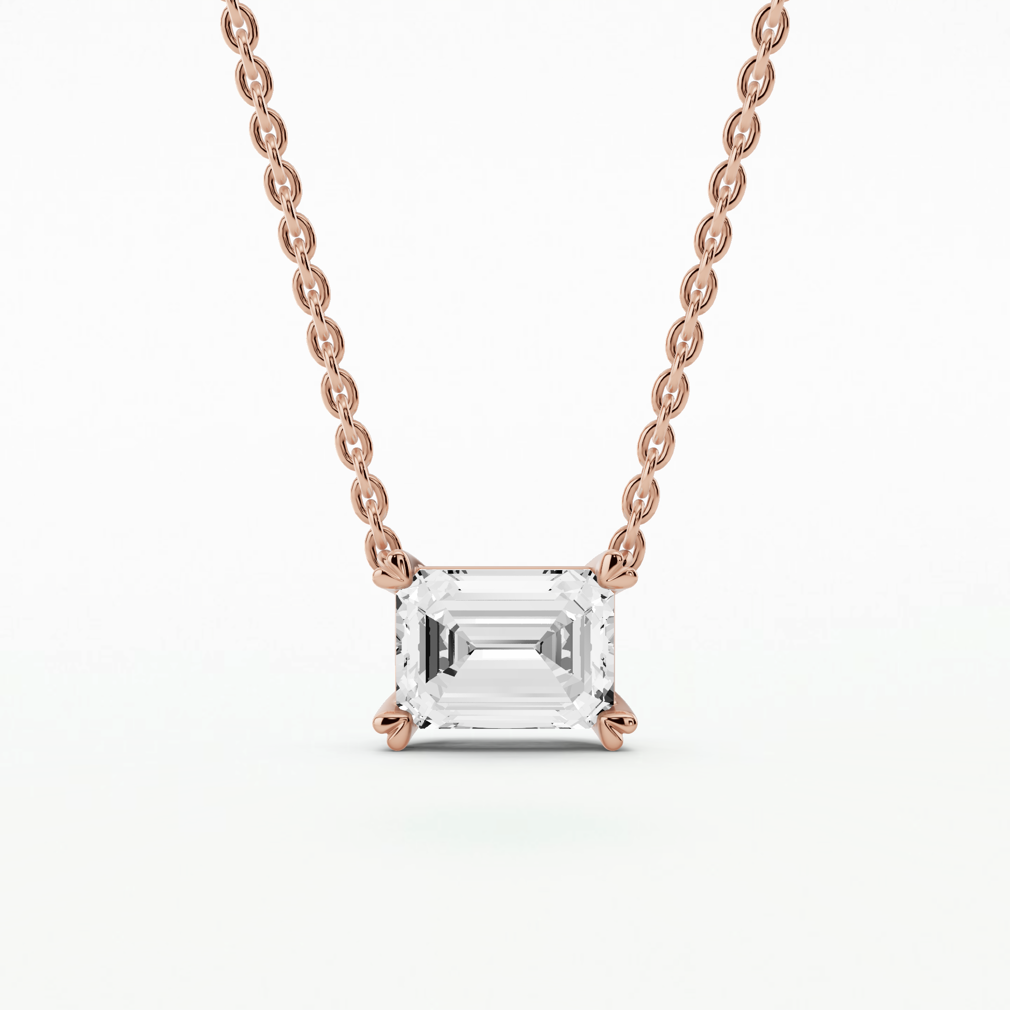 Nova Heart-Prong Solitaire Pendant-Emerald Cut