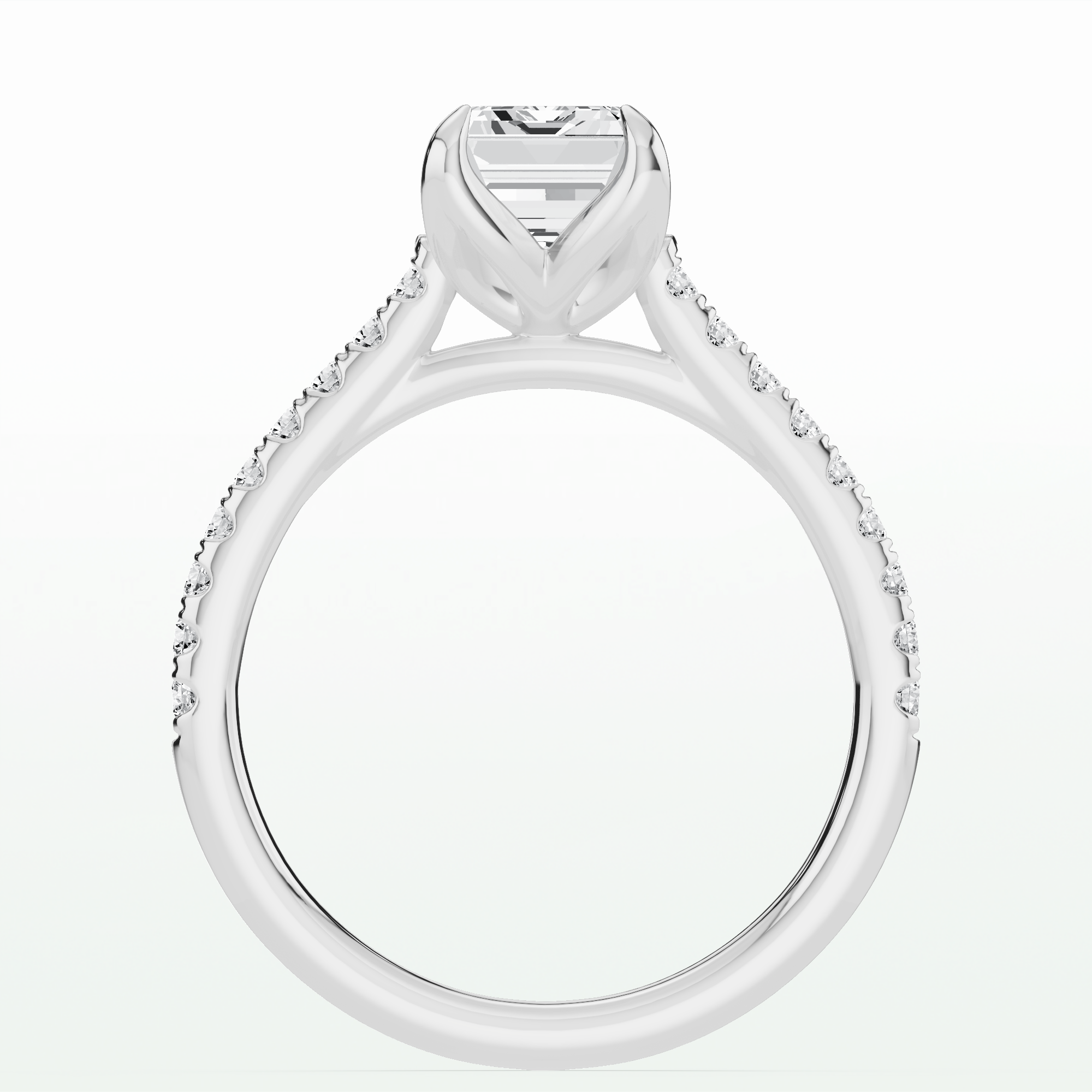 Hidden Tulip Solitaire Ring-Emerald Cut