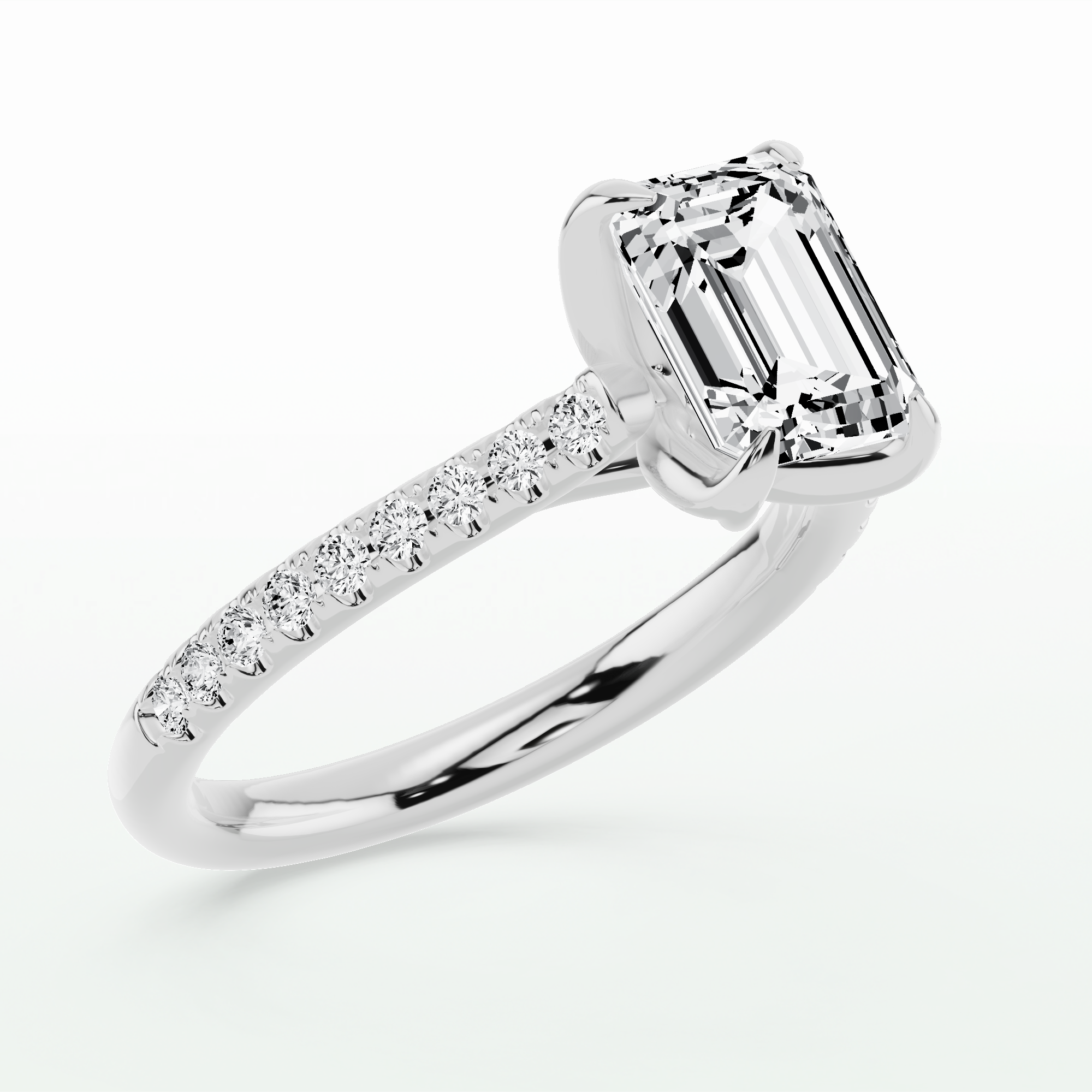 Hidden Tulip Solitaire Ring-Emerald Cut