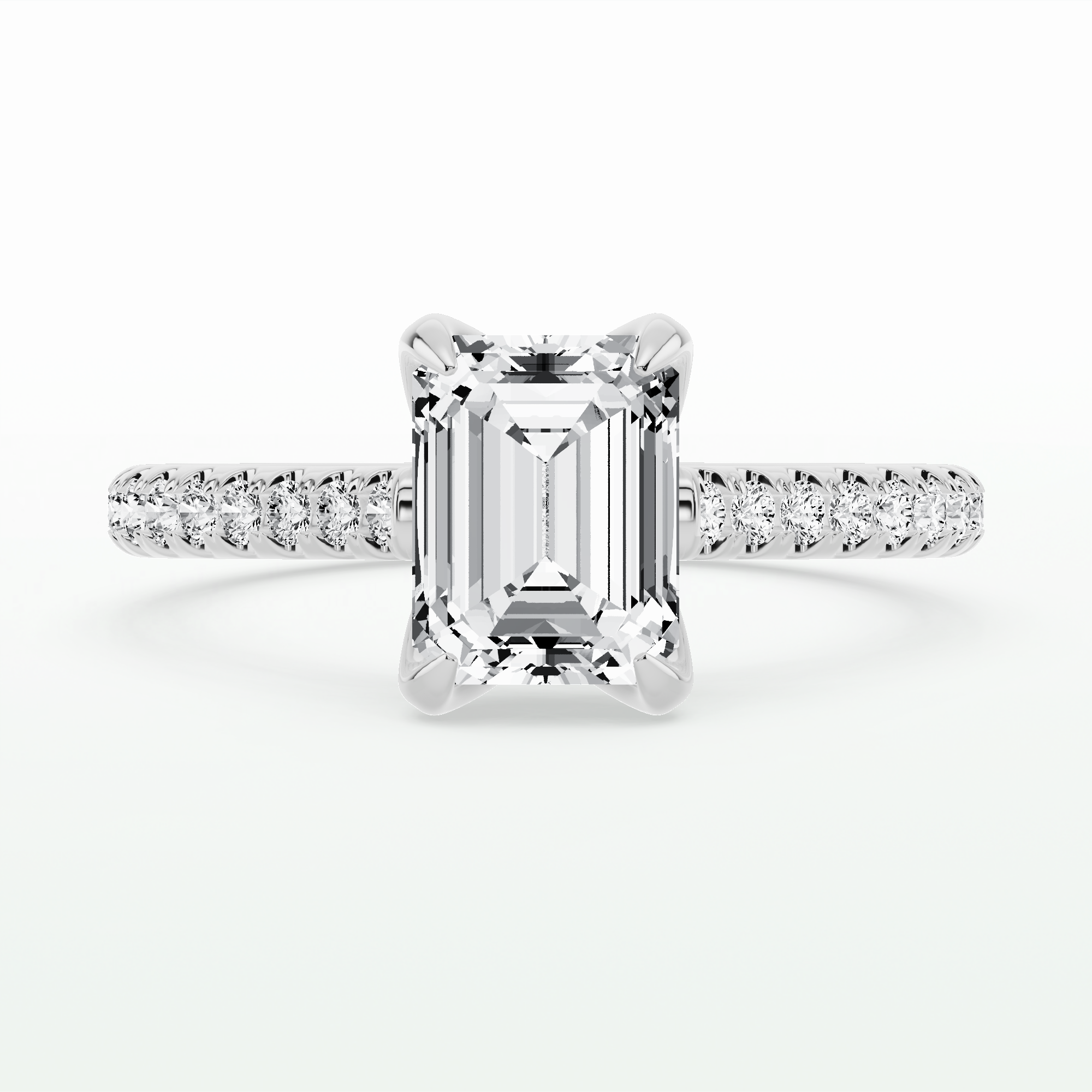 Hidden Tulip Solitaire Ring-Emerald Cut