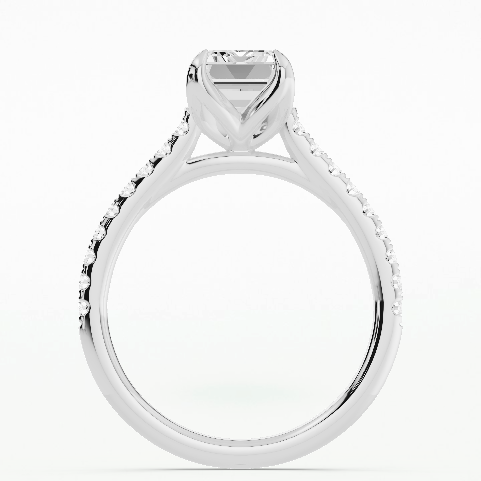 Hidden Tulip Solitaire Ring-Emerald Cut