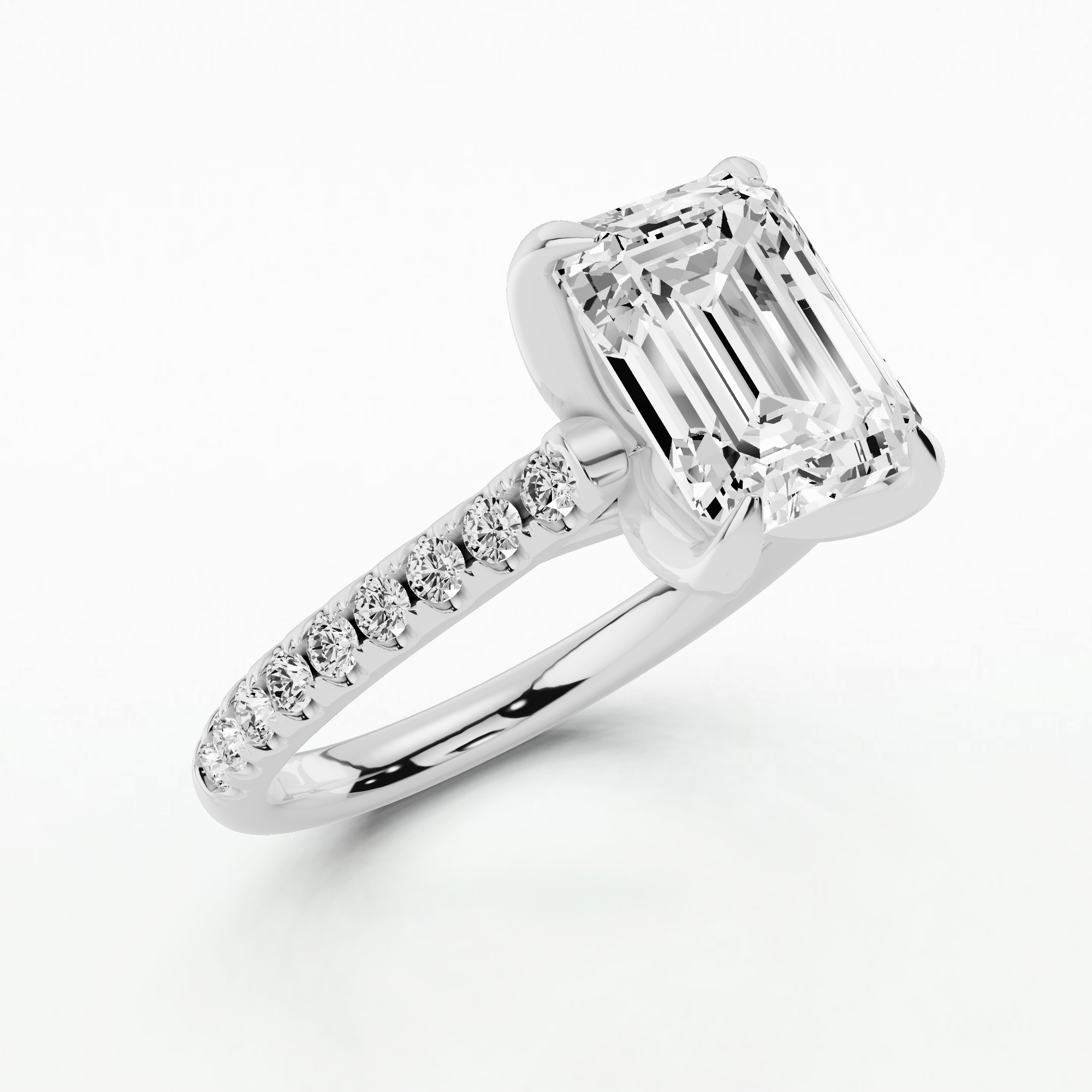 Hidden Tulip Solitaire Ring-Emerald Cut