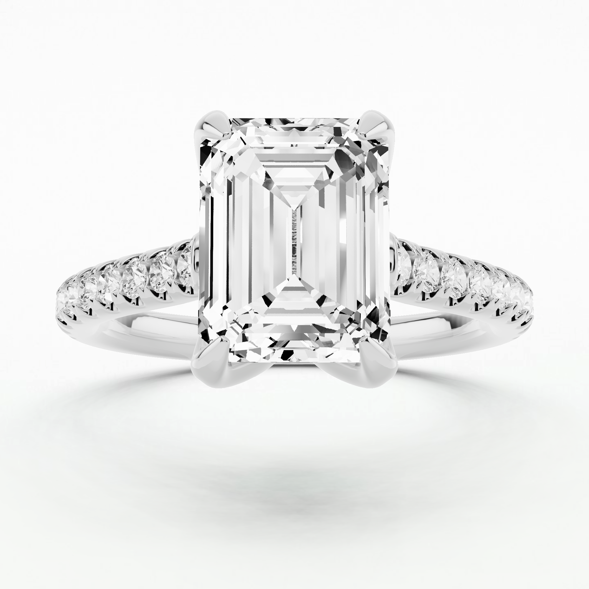 Hidden Tulip Solitaire Ring-Emerald Cut