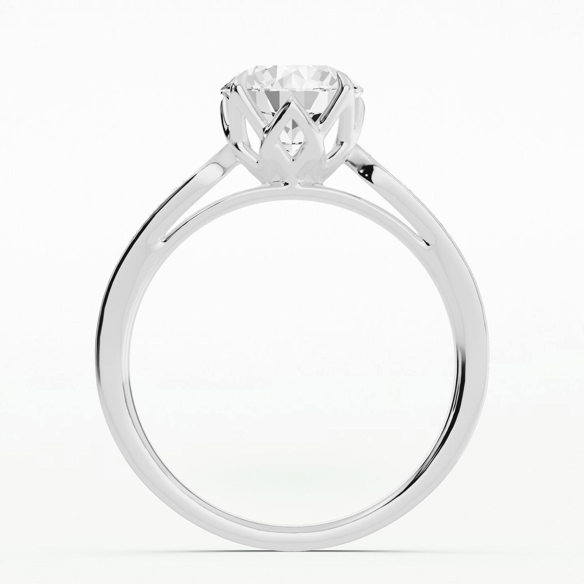 Structured Petal-Set Solitaire Ring-Round