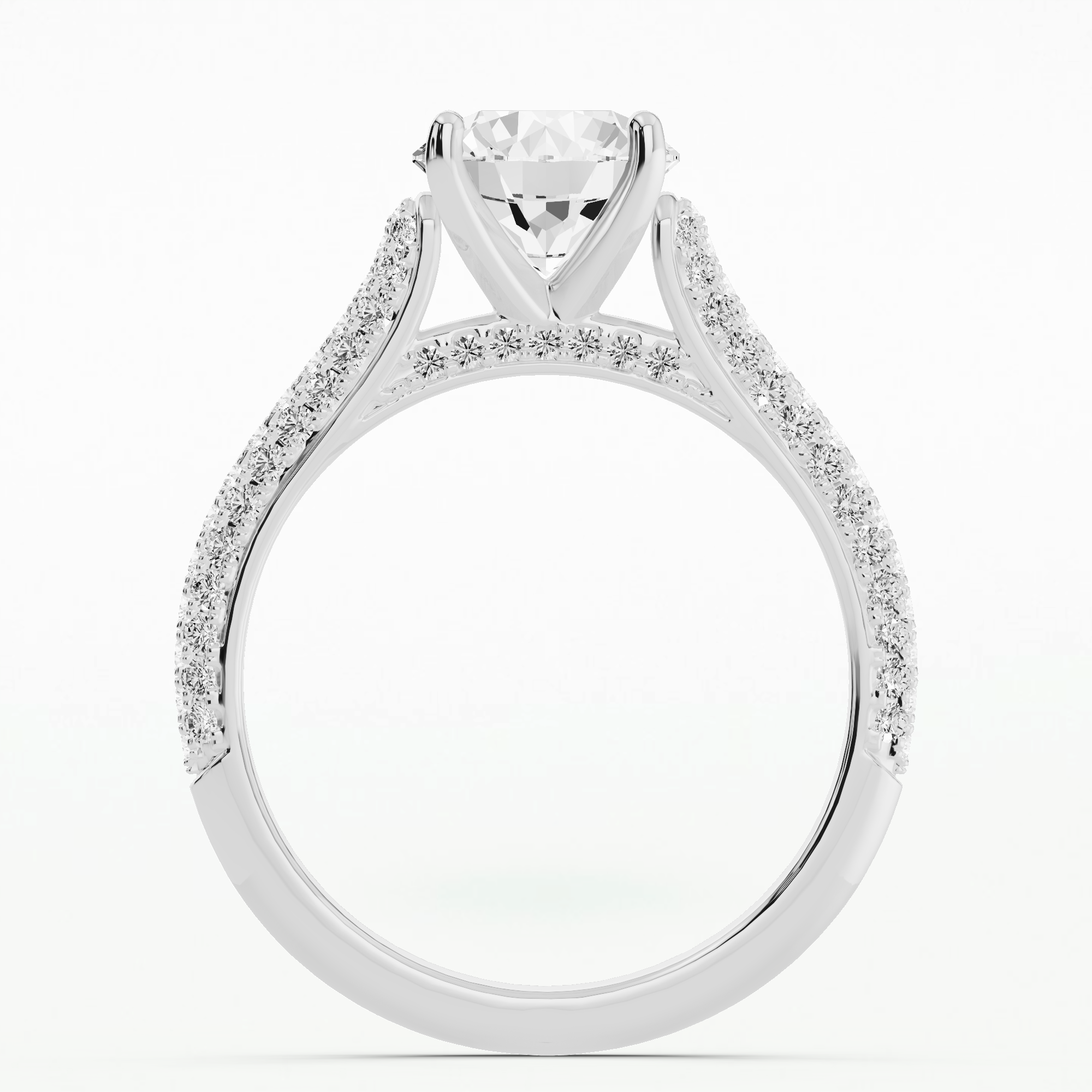 Dome Pave Solitaire Ring-Round