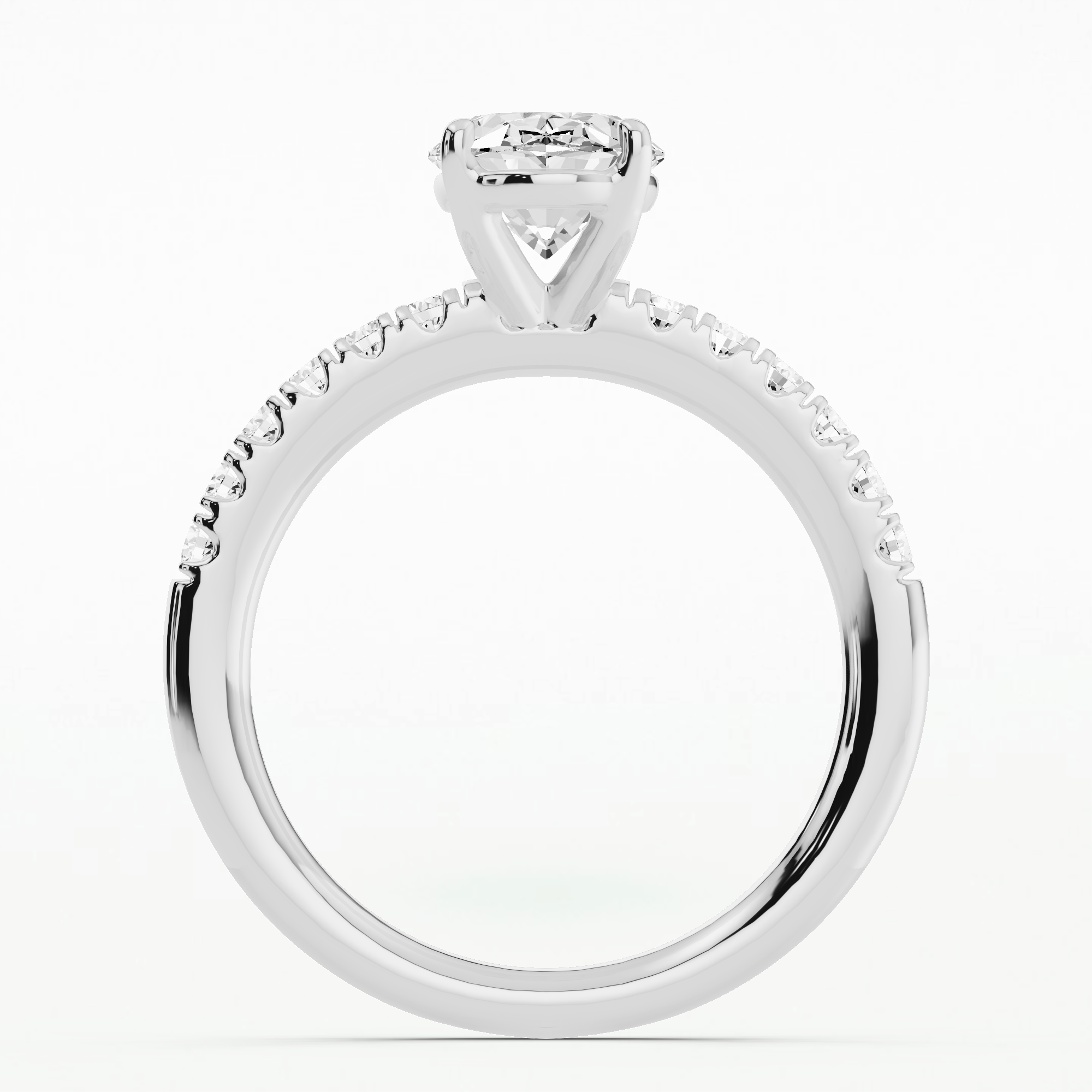 Classic French Pave Solitaire Ring-Oval