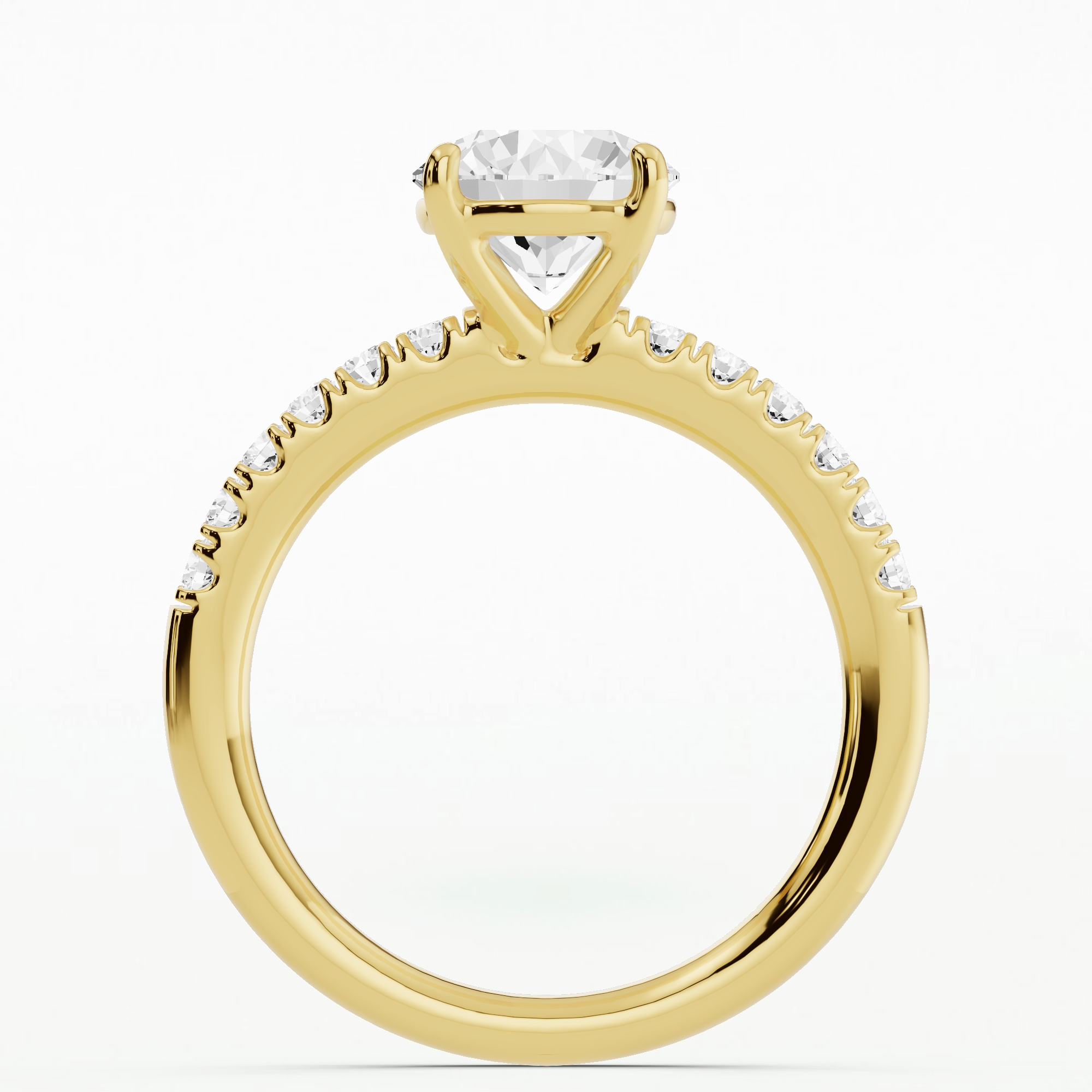 Classic French Pave Solitaire Ring-Round