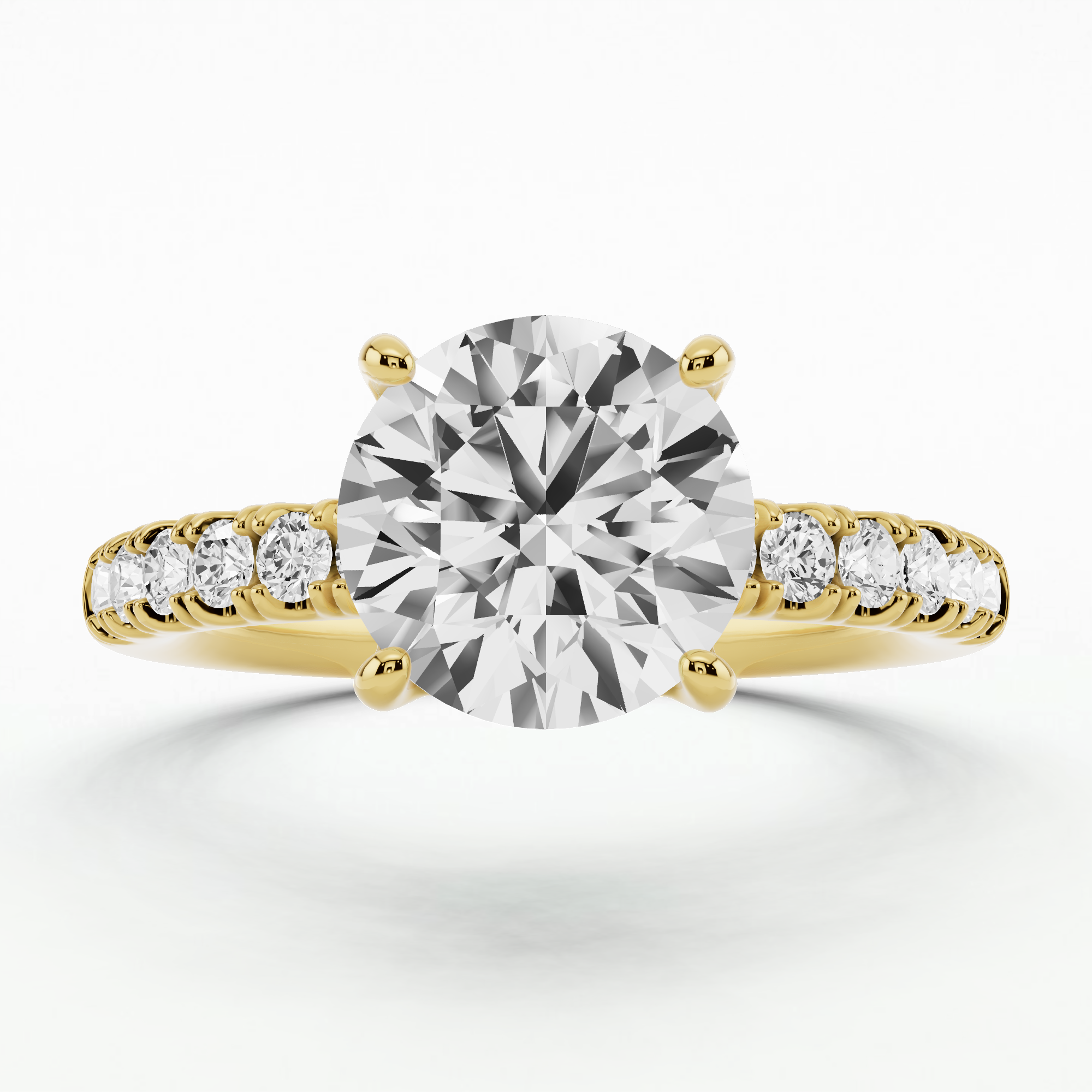 Classic French Pave Solitaire Ring-Round