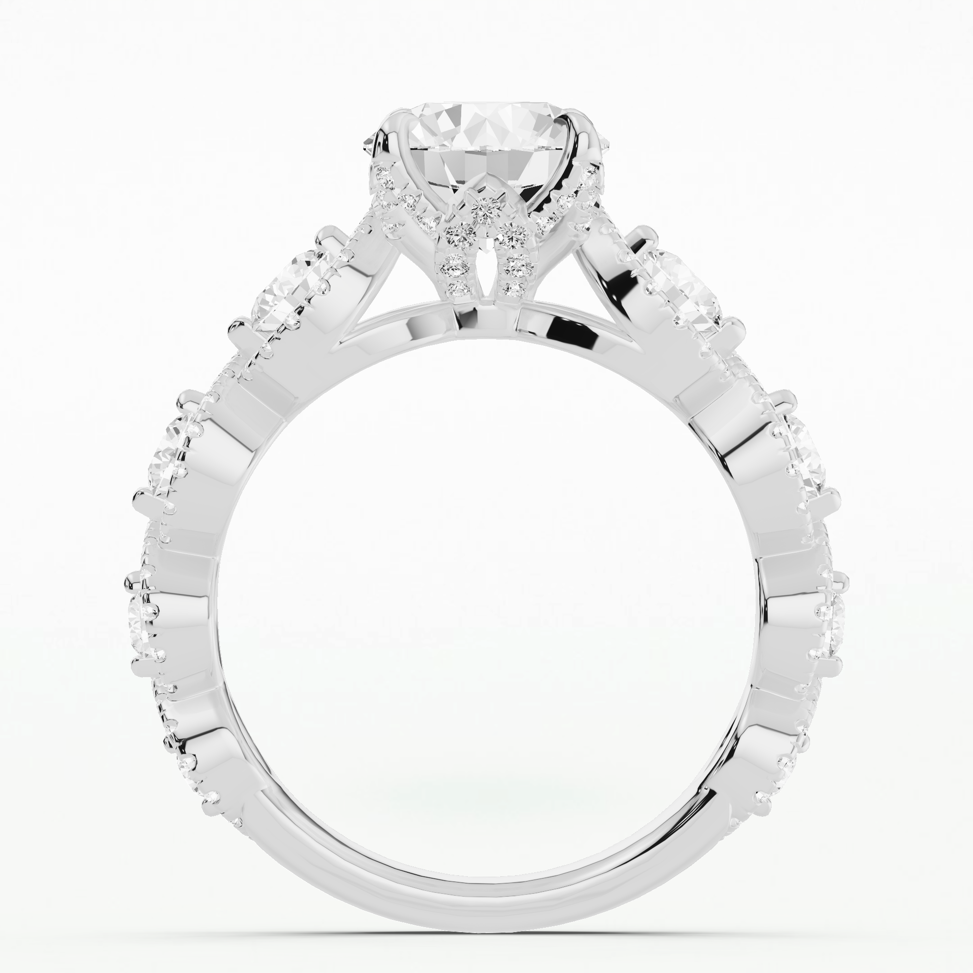 Intertwined Solitaire Diamond Ring-Round
