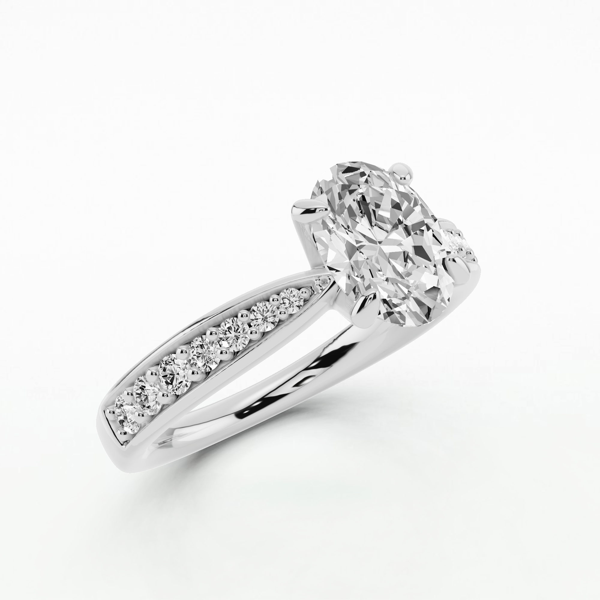 Ribbon Embrace Solitaire Diamond Ring-Oval