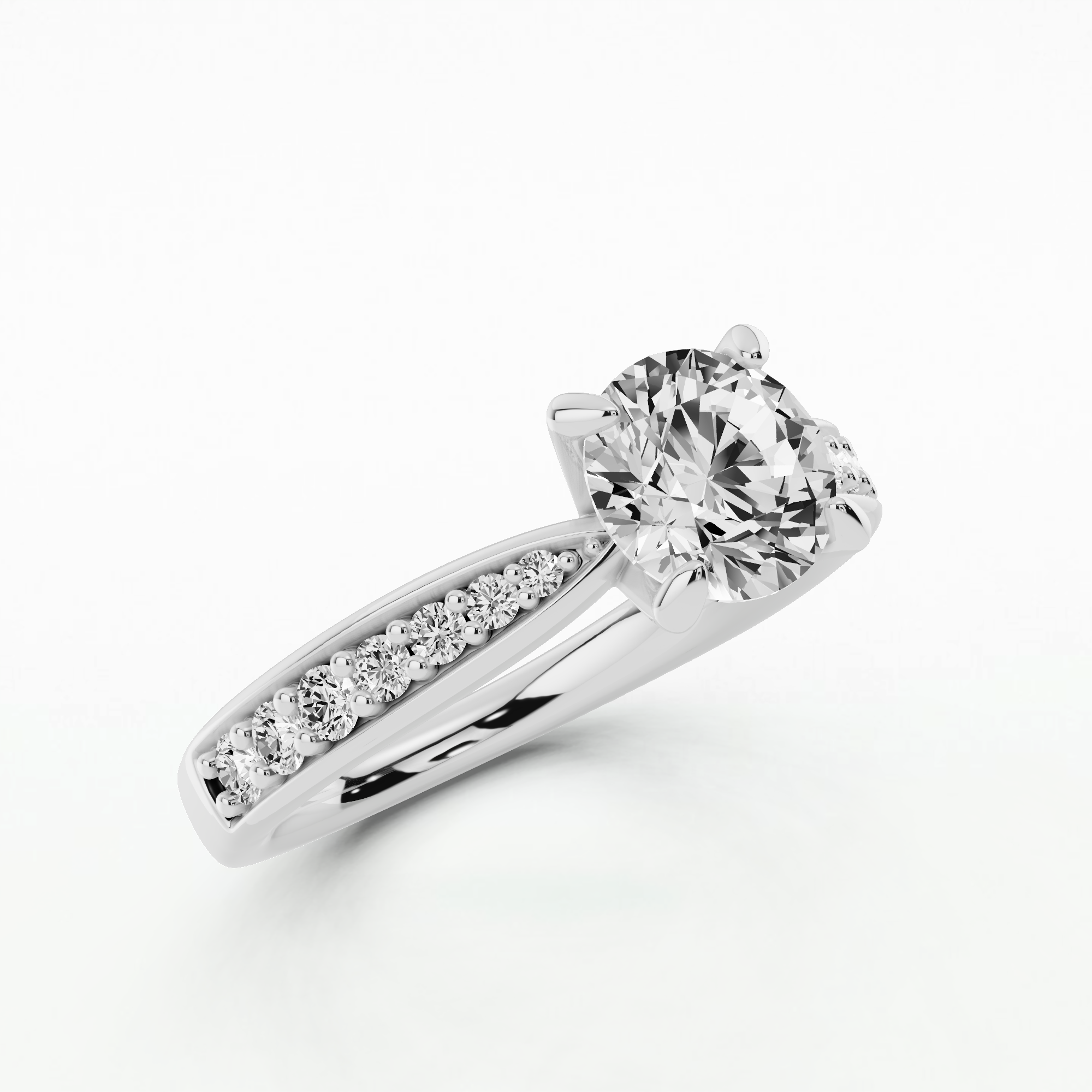 Crest Solitaire Diamond Ring-Round