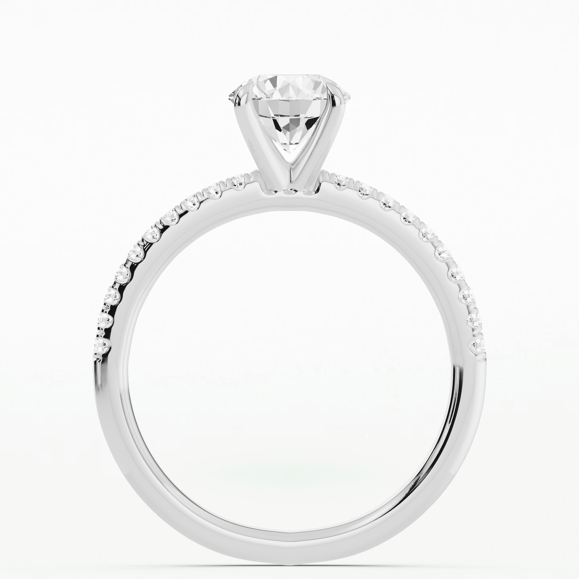 Lunar Pave Solitaire Diamond Ring-Round