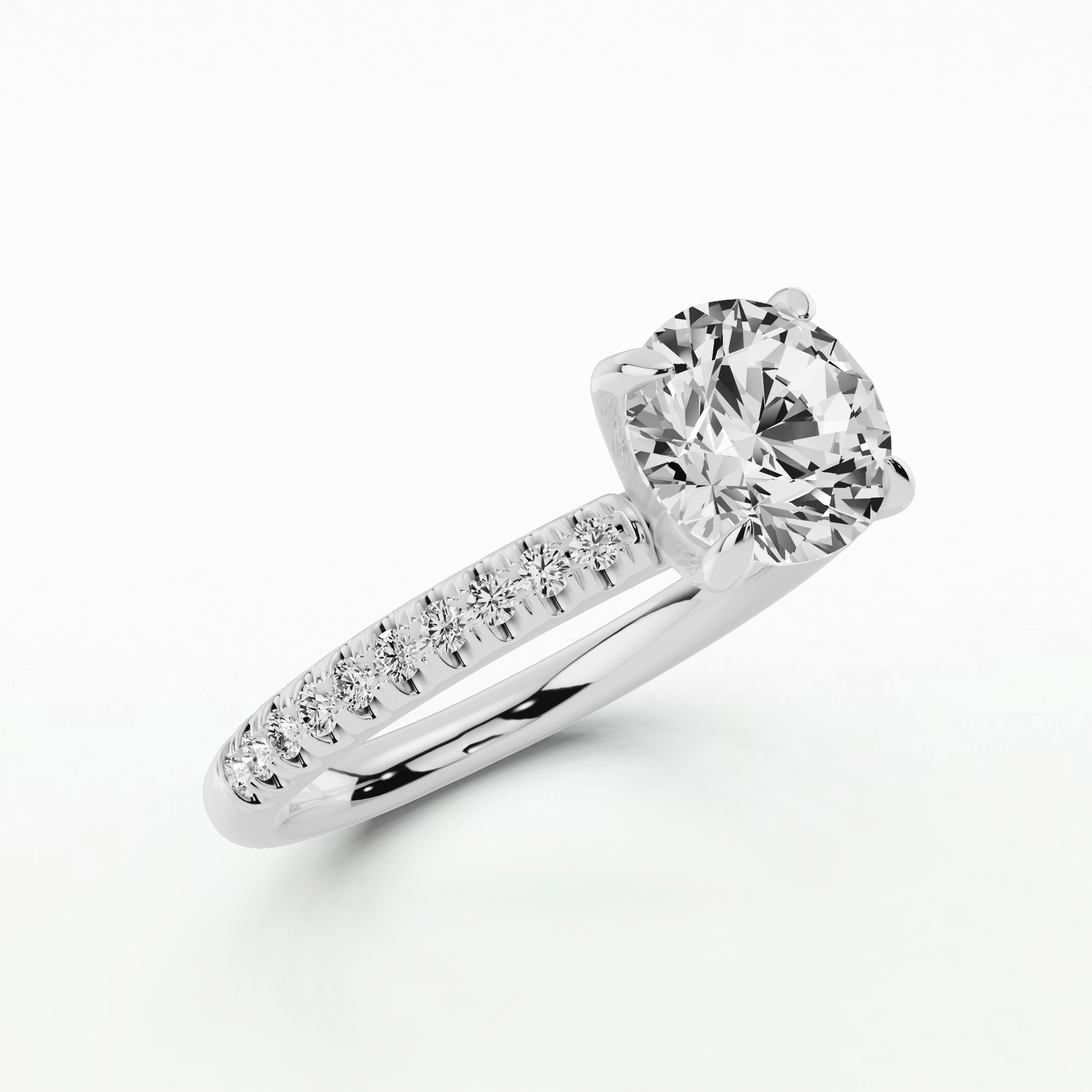Lunar Pave Solitaire Diamond Ring-Round