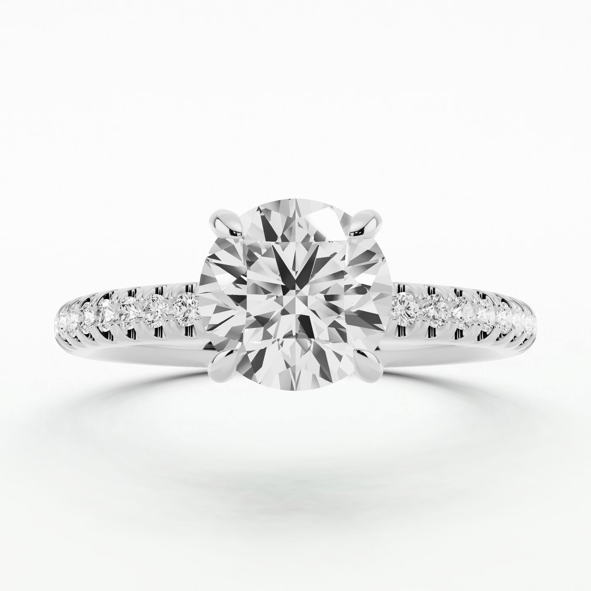Lunar Pave Solitaire Diamond Ring-Round