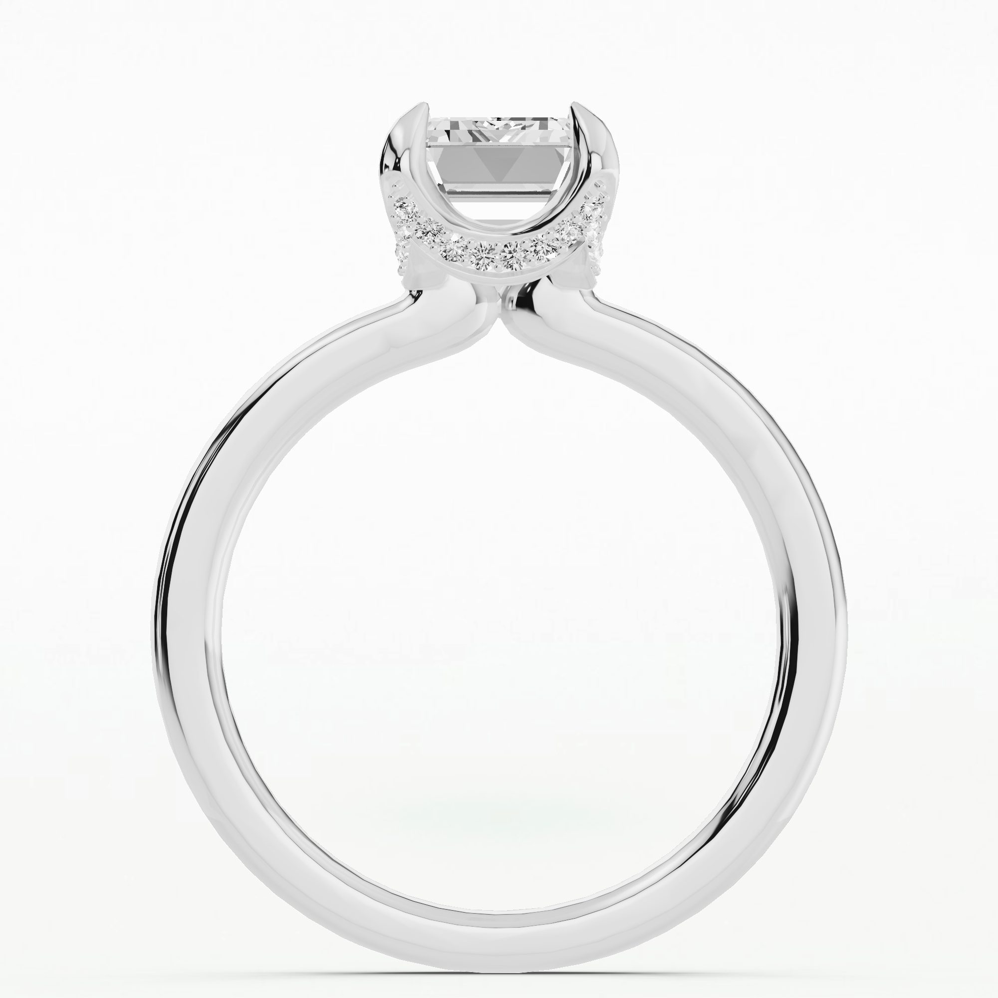 Majestic Solitaire Diamond Ring-Emerald Cut