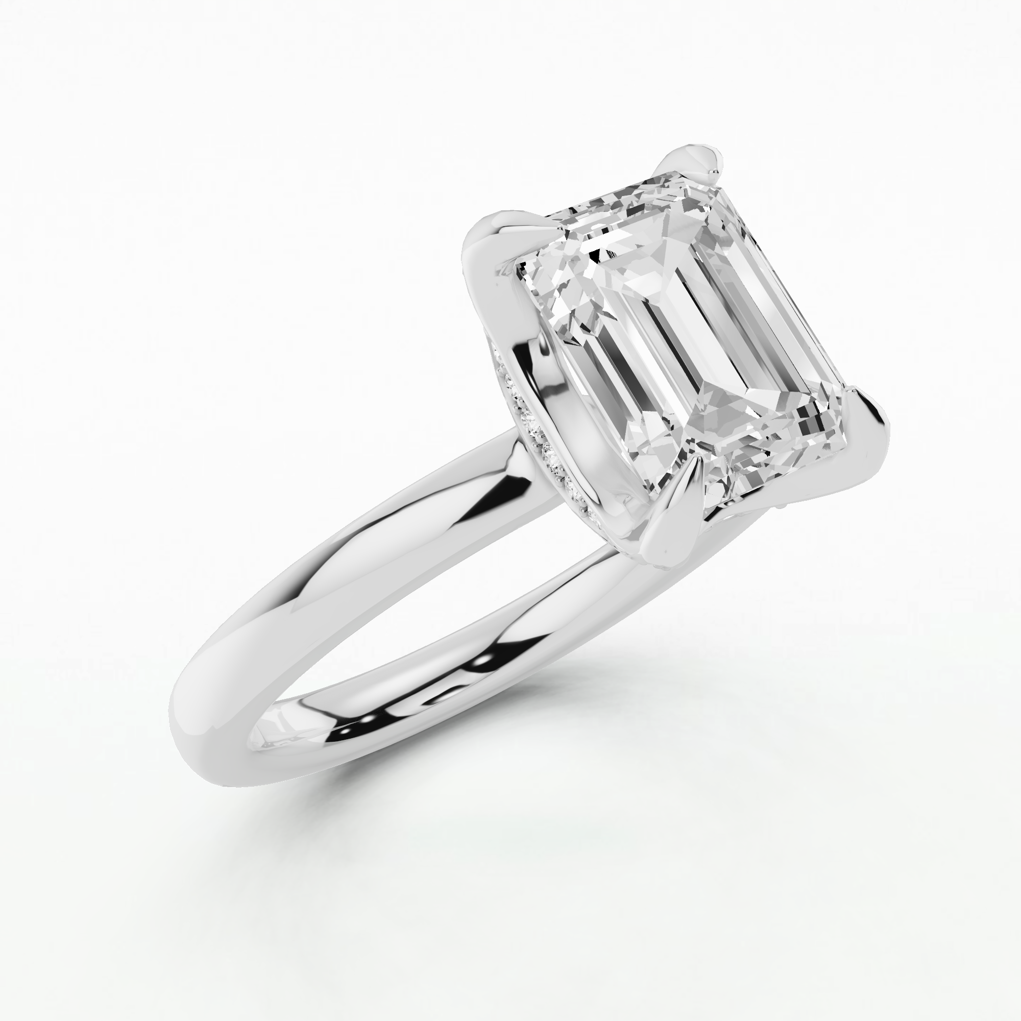 Majestic Solitaire Diamond Ring-Emerald Cut