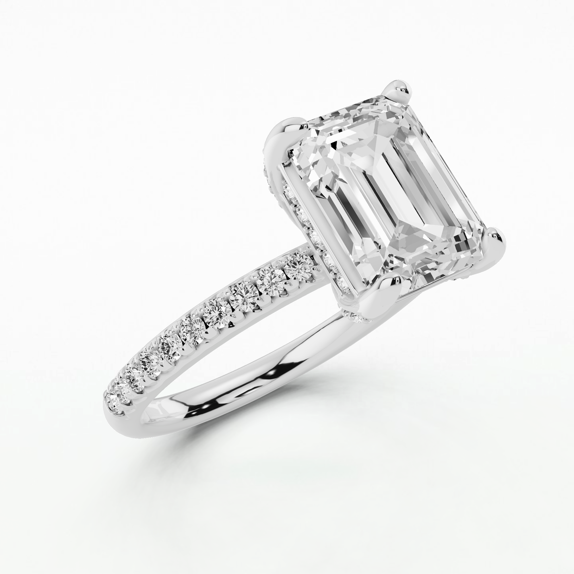 Lyra Solitaire Diamond Ring-Emerald Cut
