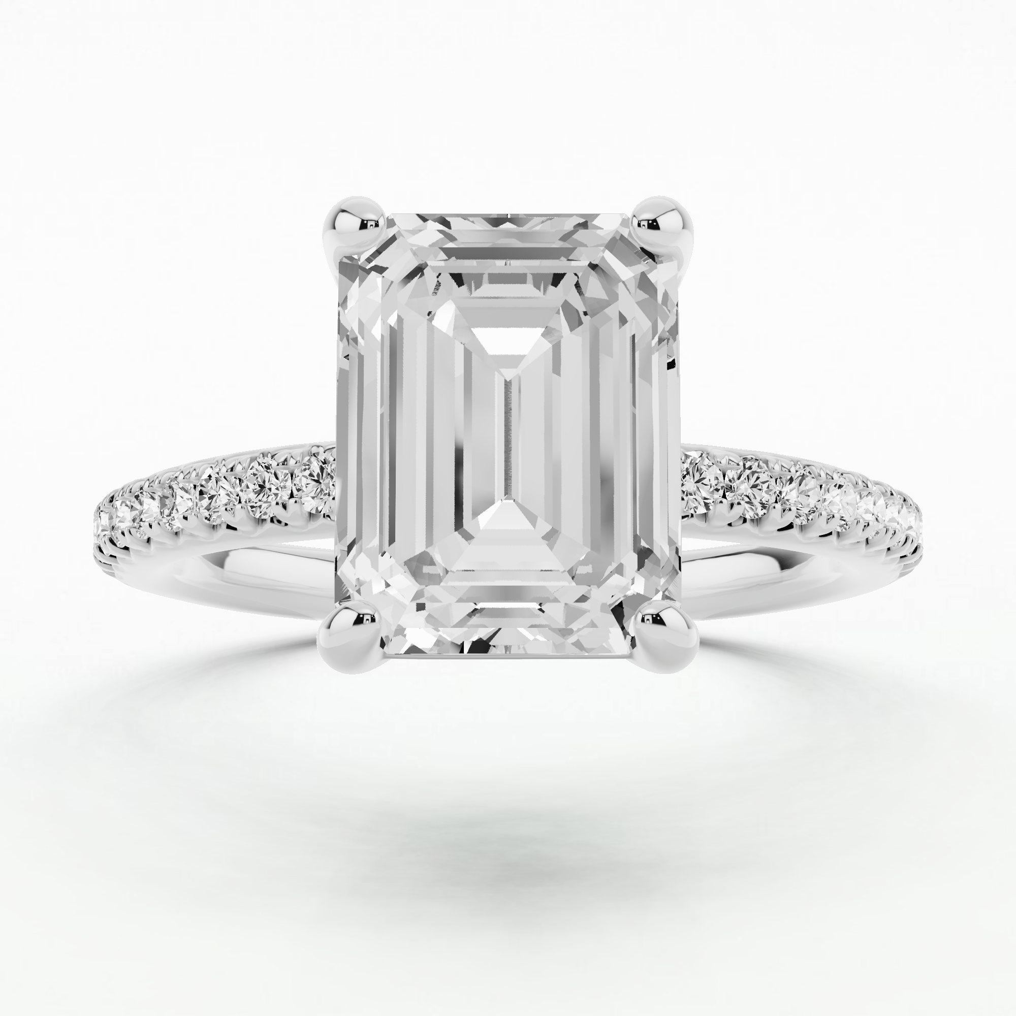 Lyra Solitaire Diamond Ring-Emerald Cut