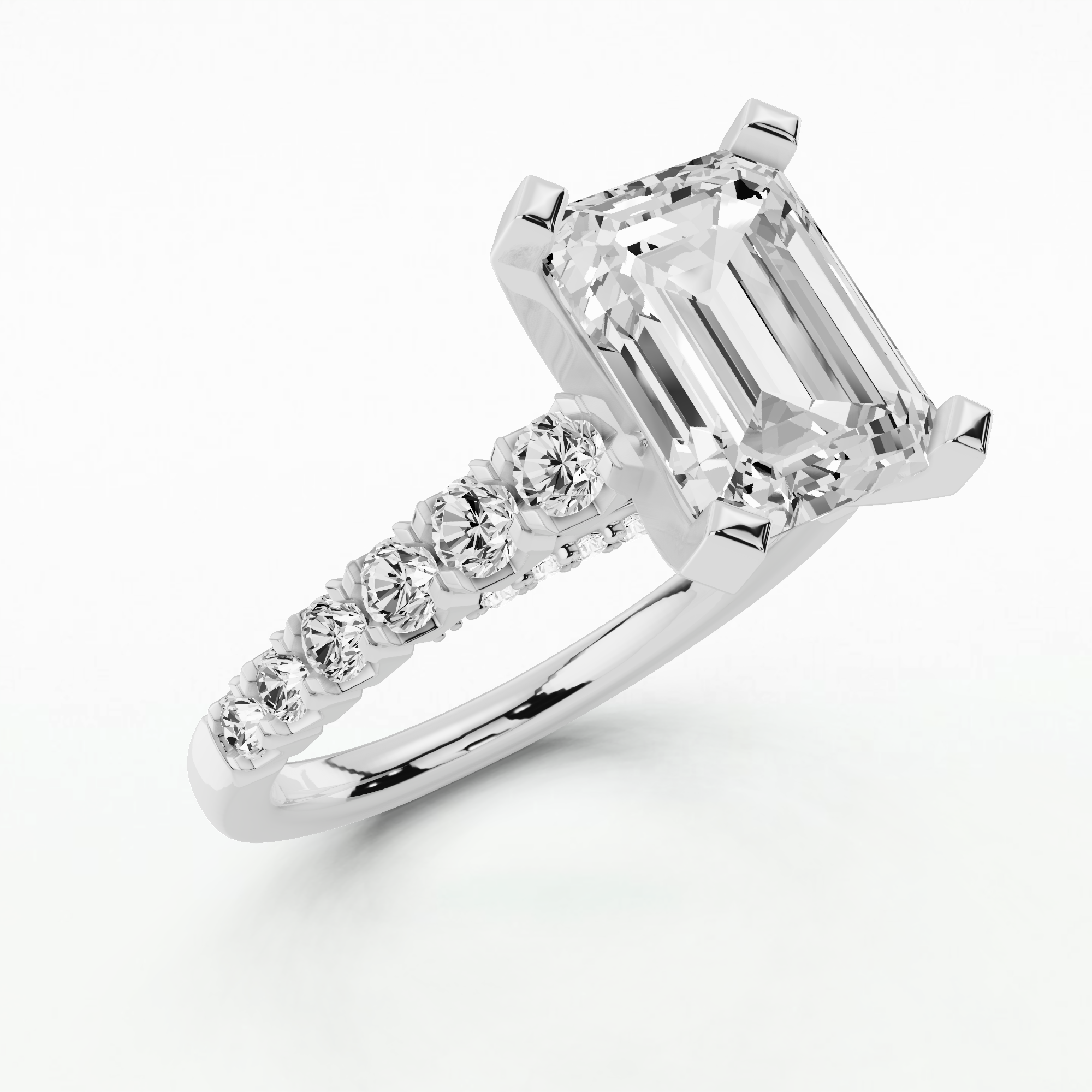 Zenith Solitaire Diamond Ring-Emerald Cut