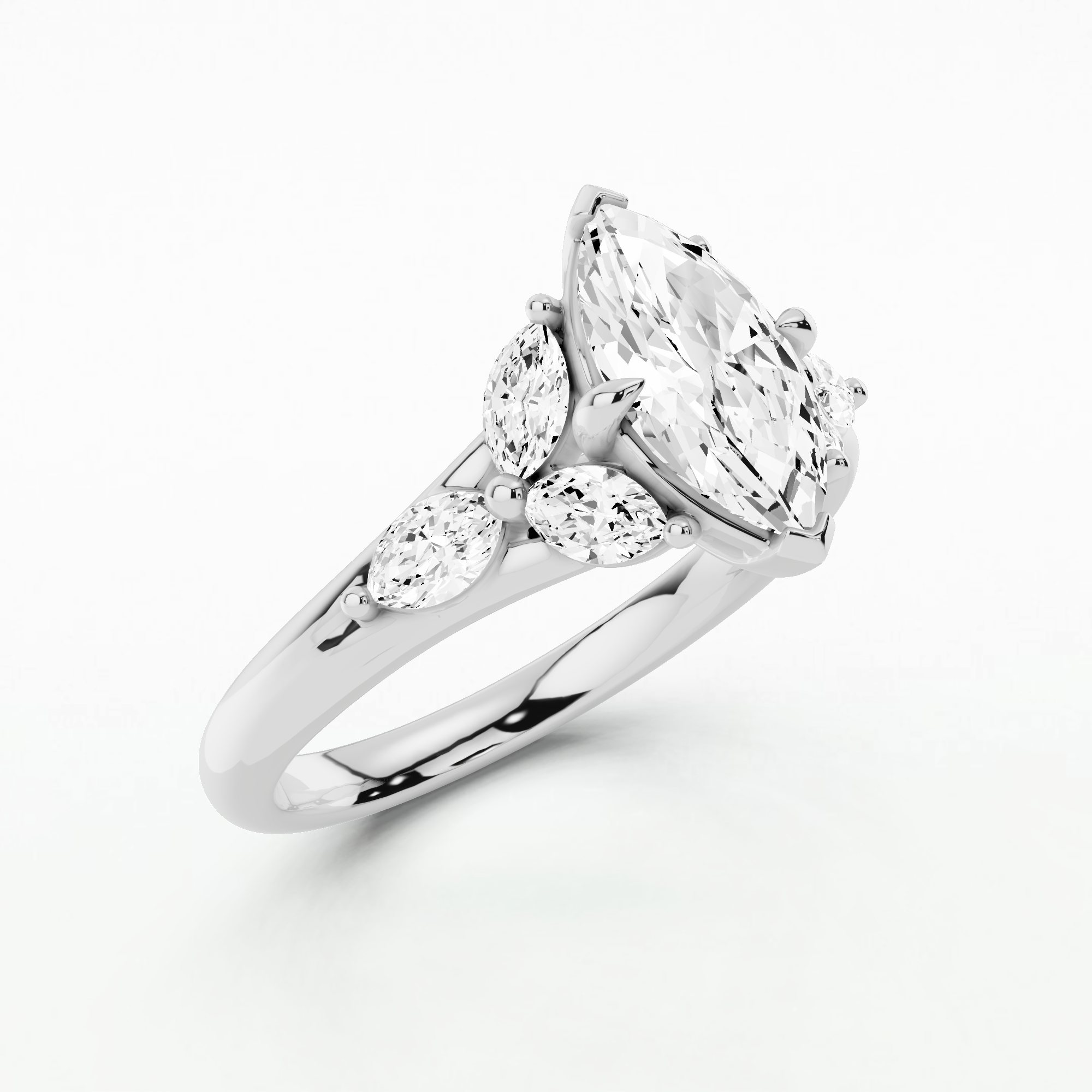 Petal Frost Diamond Fashion Ring-Marquise