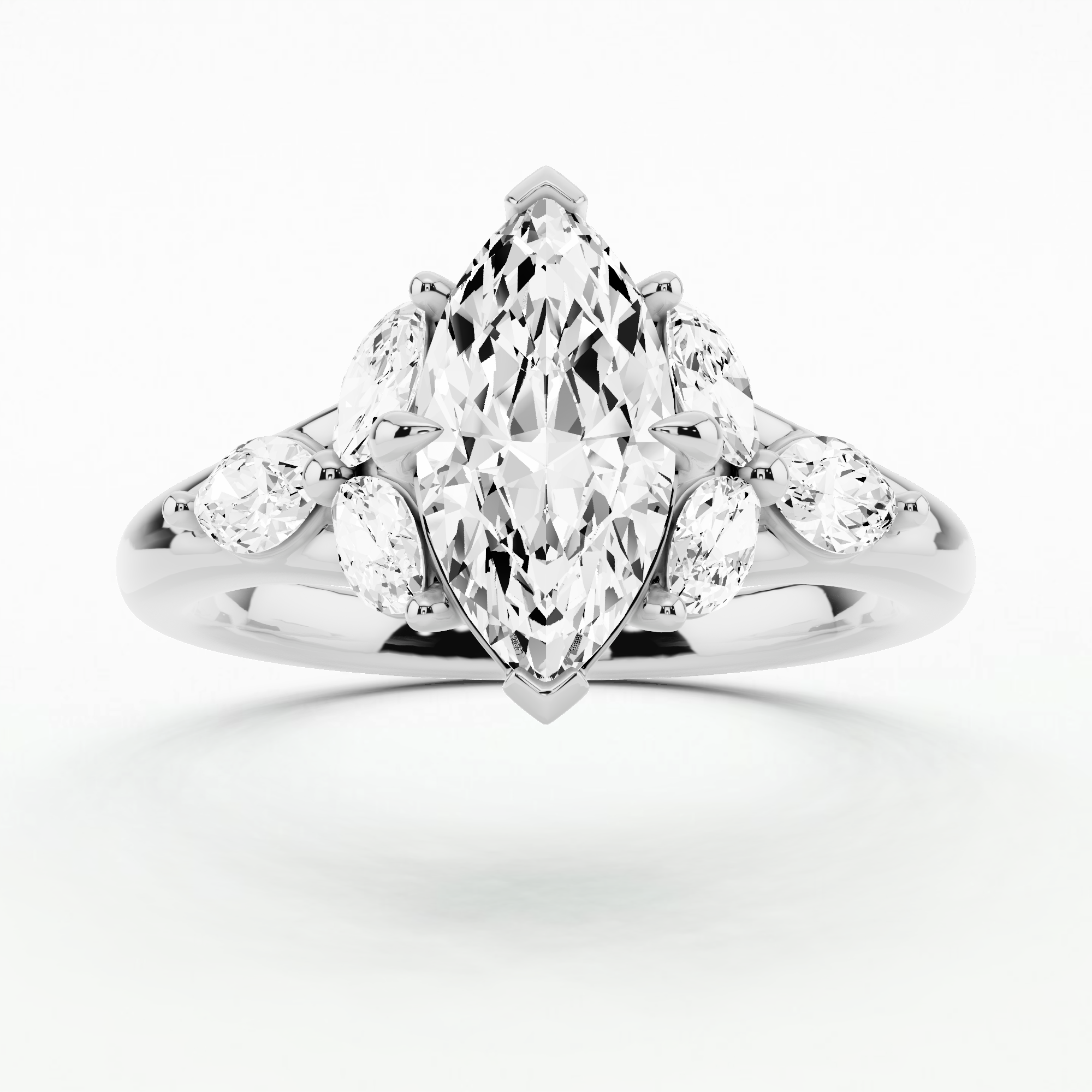Petal Frost Diamond Fashion Ring-Marquise