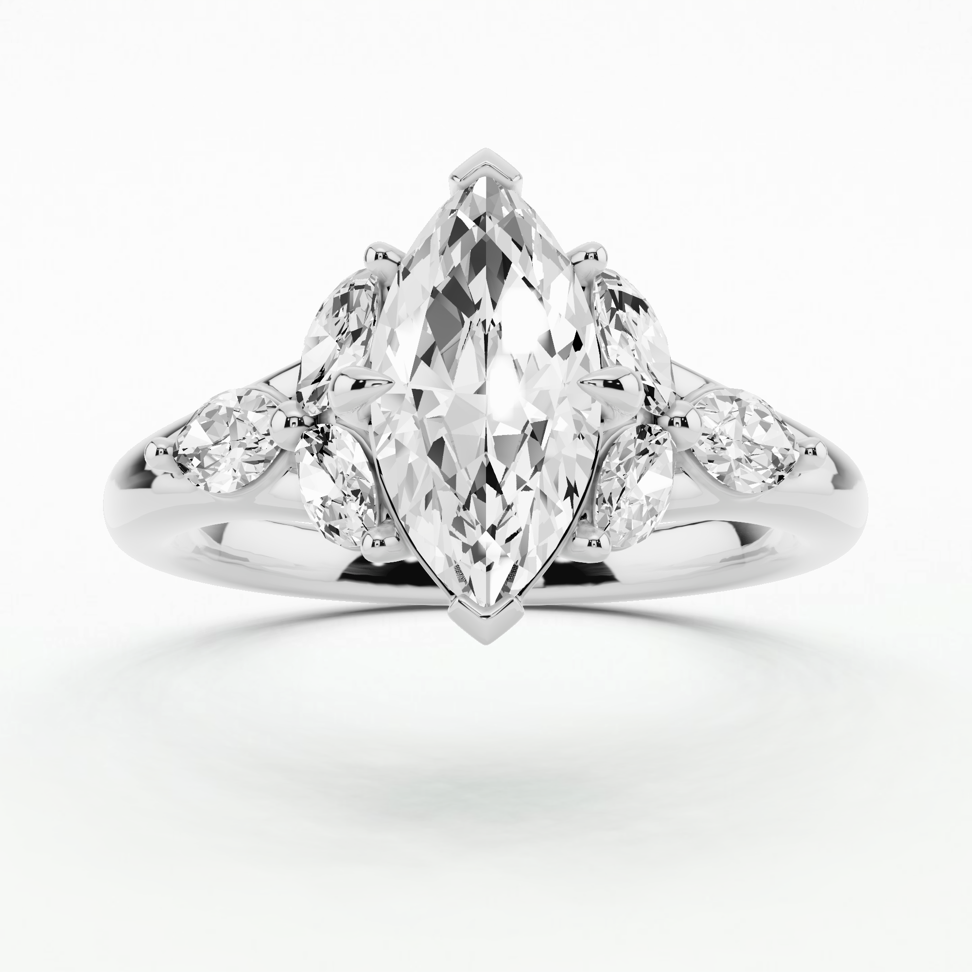Petal Frost Diamond Fashion Ring-Marquise