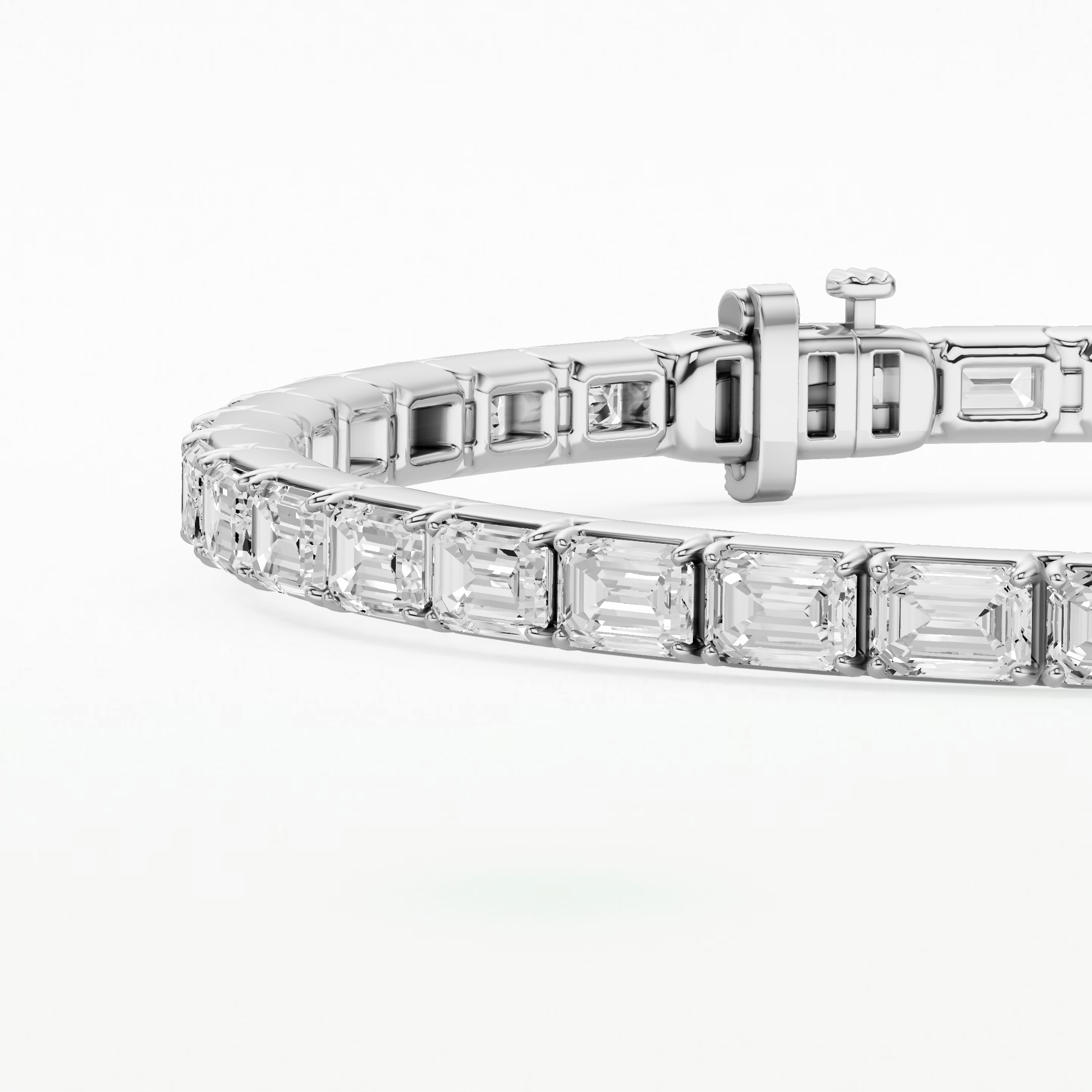 Horizontal Tennis Bracelet-Emerald Cut