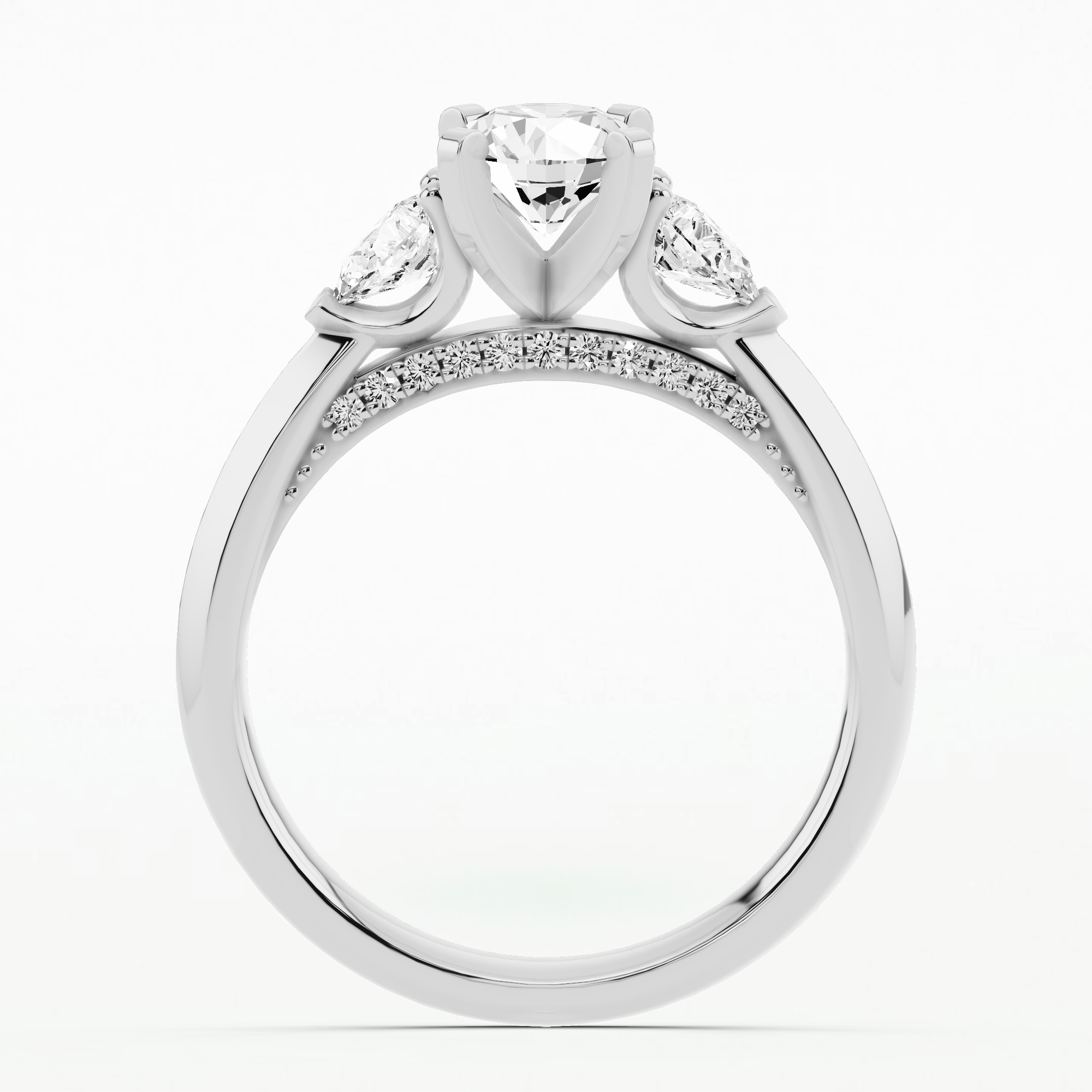 Bridge Three Stone Solitaire Ring-Round
