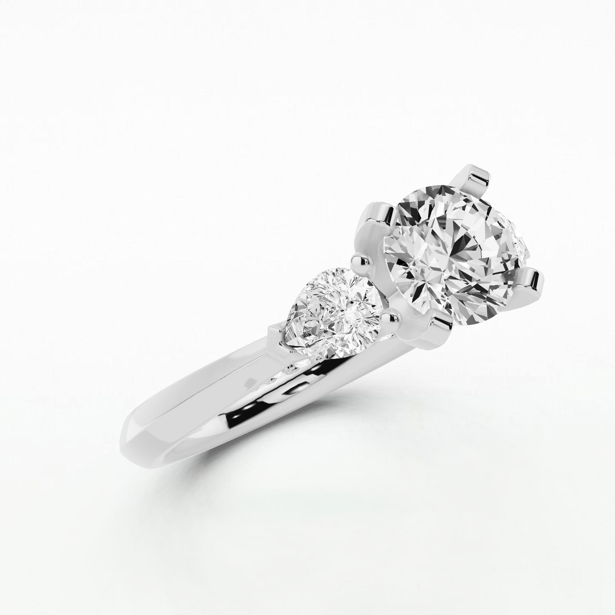 Bridge Three Stone Solitaire Ring-Round