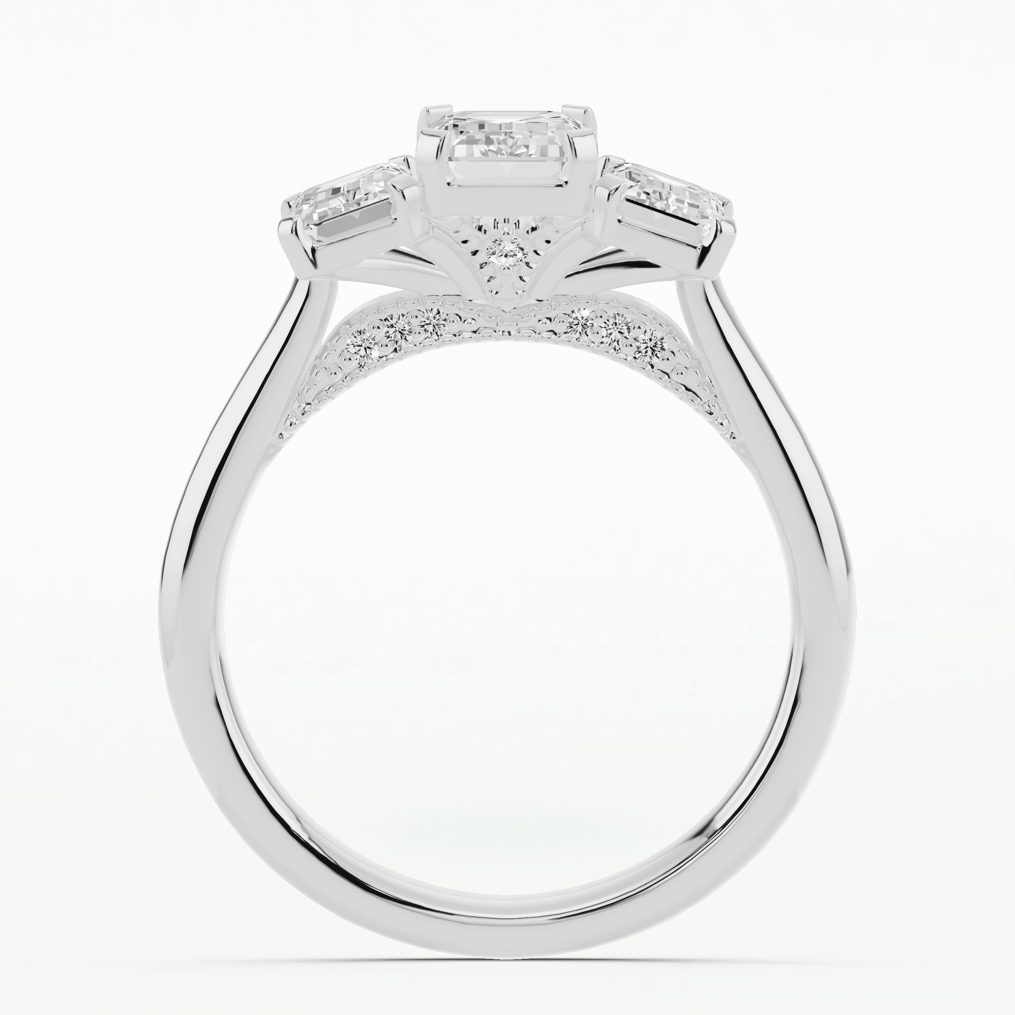 The Trilogy Solitaire Ring-Emerald Cut