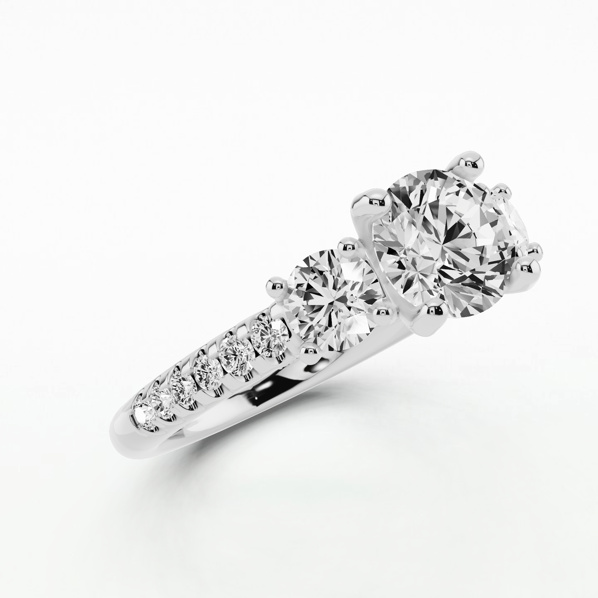 Vintage Trio Solitaire Ring-Round