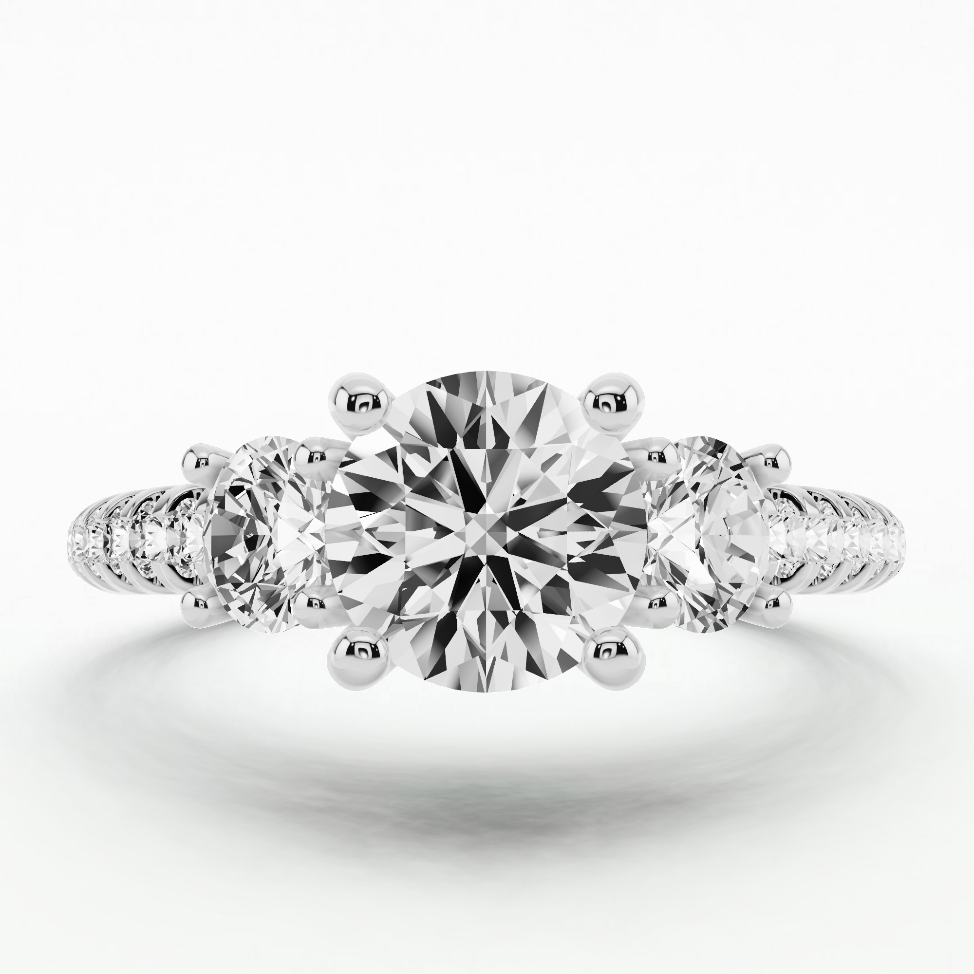 Vintage Trio Solitaire Ring-Round