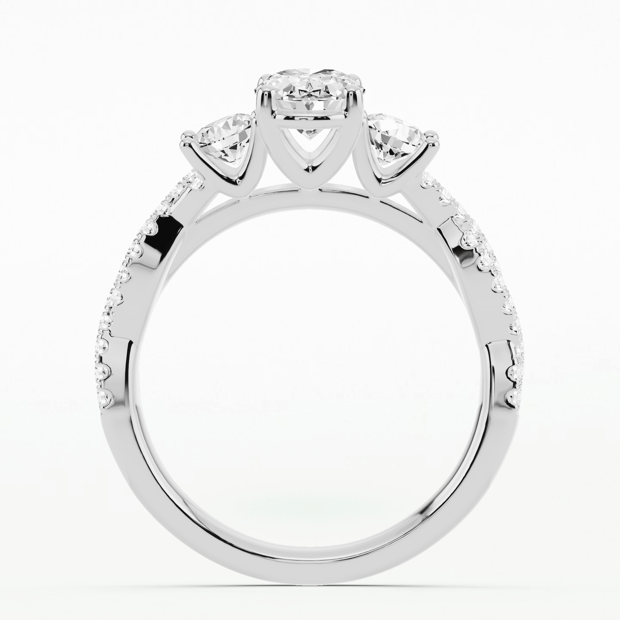 Forever Entwined Three Stone Solitaire Ring-Oval