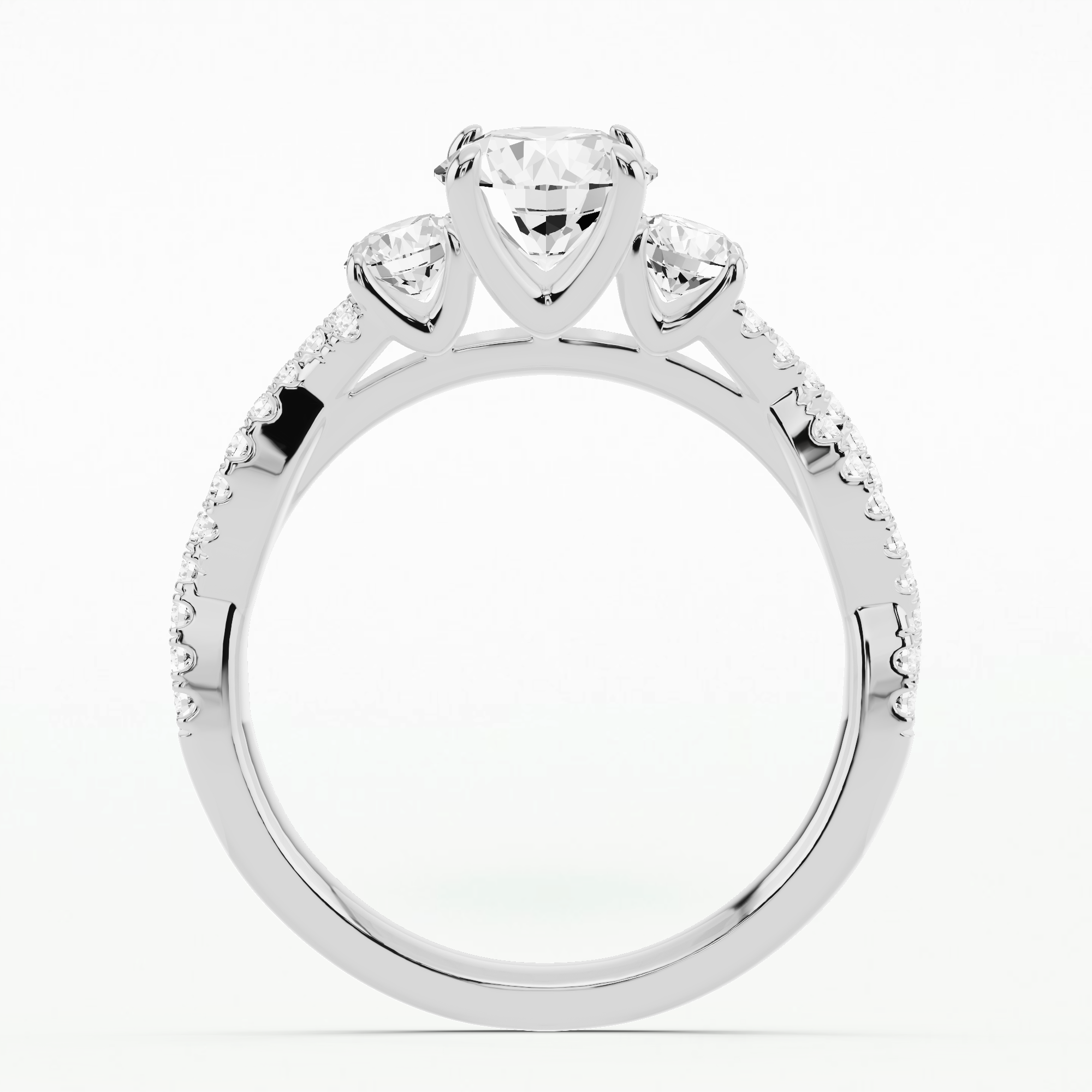 Forever Entwined Three Stone Solitaire Ring-Round