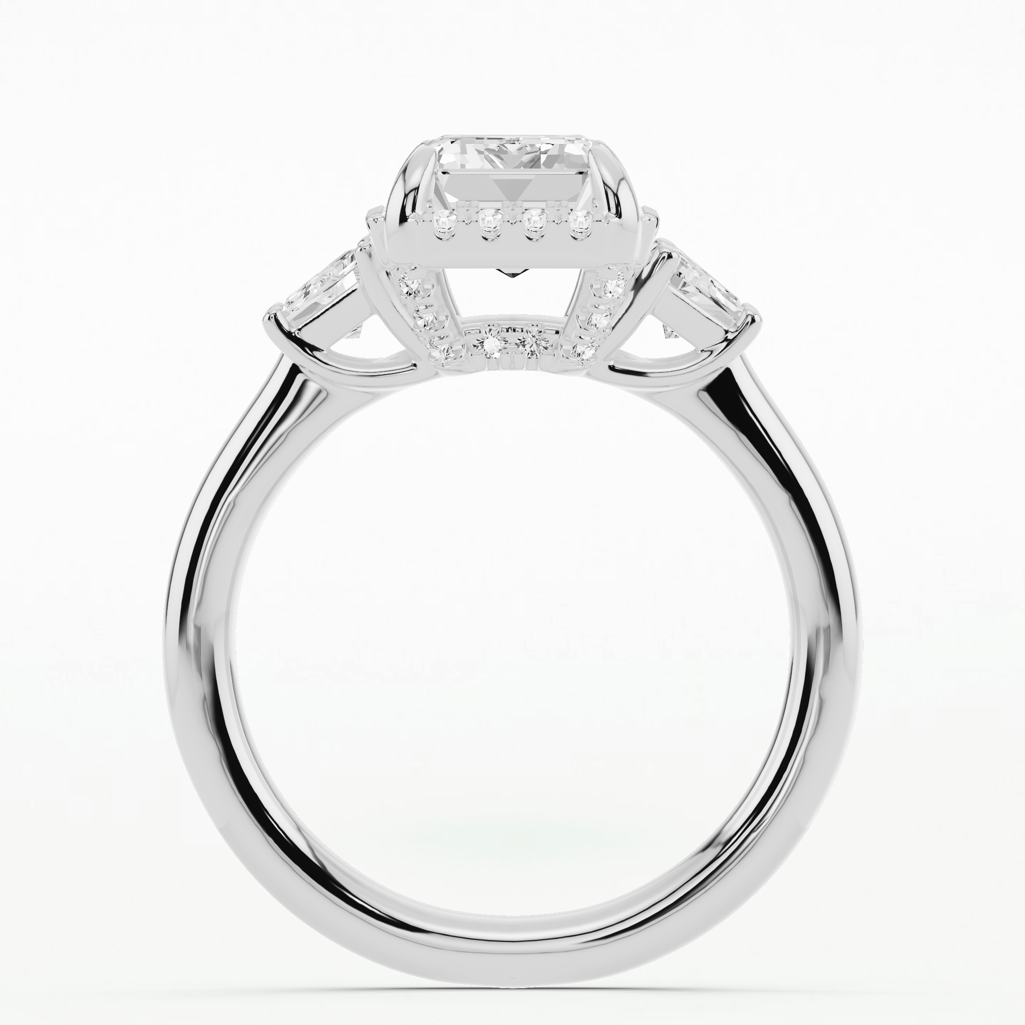 The Trilogy Studded Ring-Emerald Cut