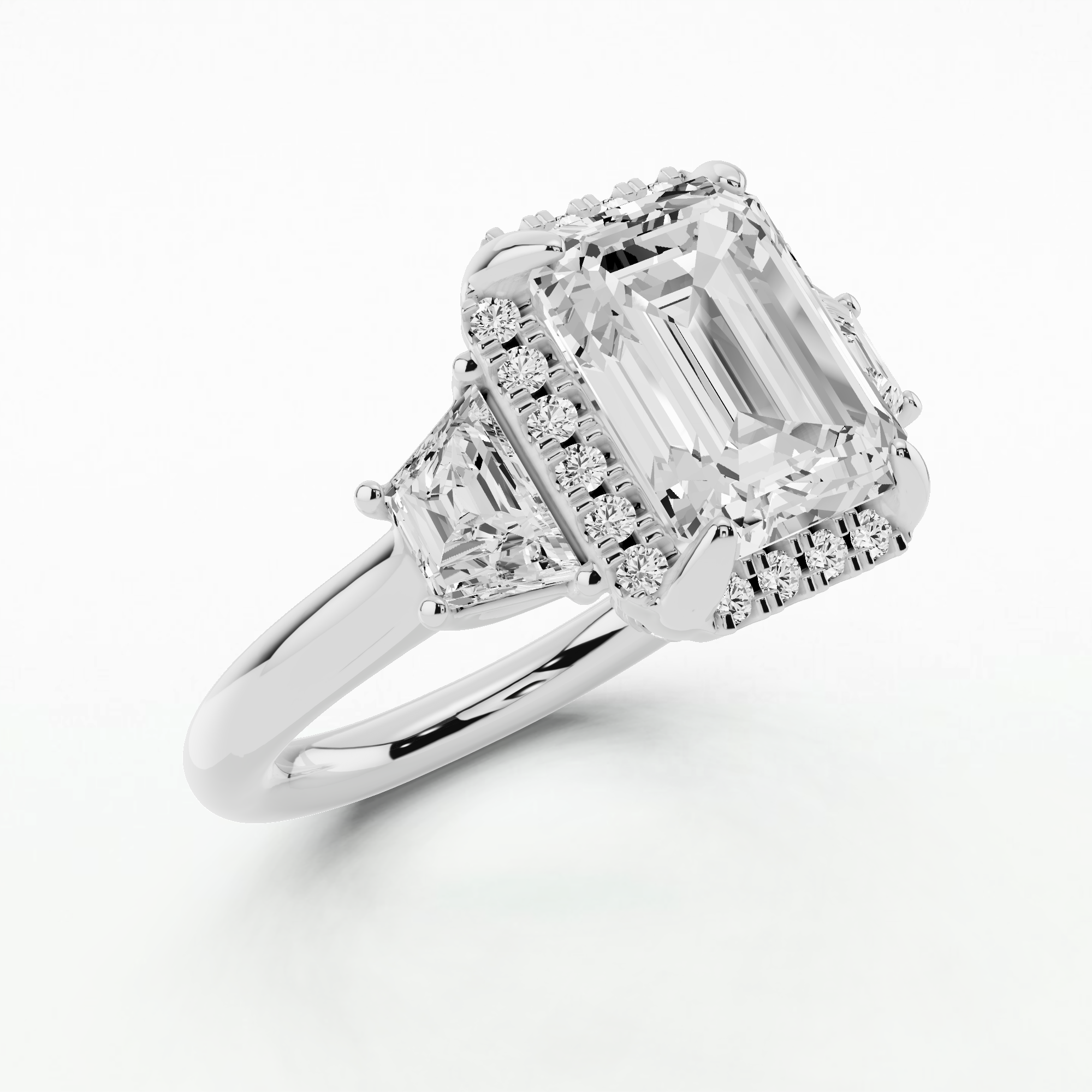 The Trilogy Studded Ring-Emerald Cut